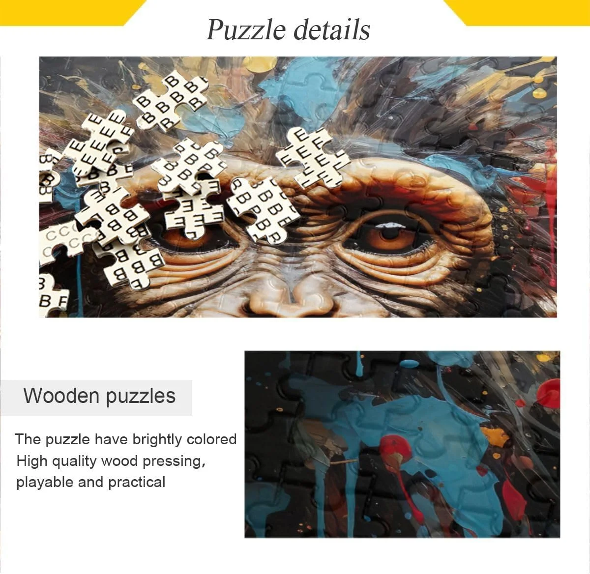 SKYSONIC Watercolor Monkey Jigsaw Puzzles 500 Piece for Adults Large Puzzle Game Challenging Family Puzzle Game for Adults Teens 20.5