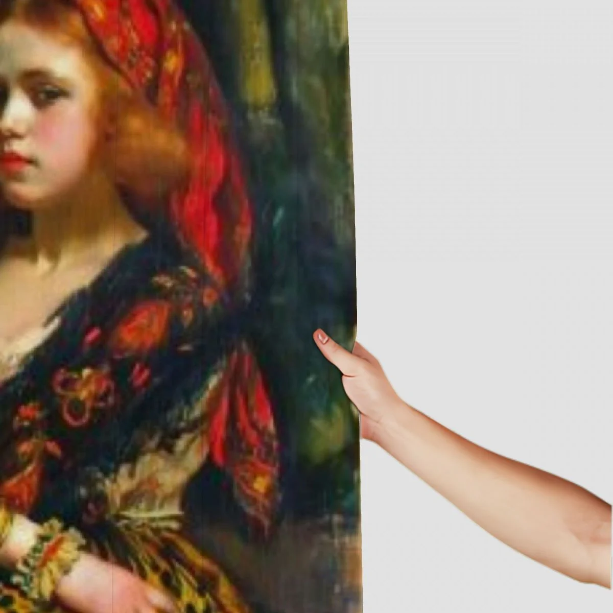 Awypu Bathroom Shower Curtain Set with Hooks Waterproof Odalisque Wall Art White