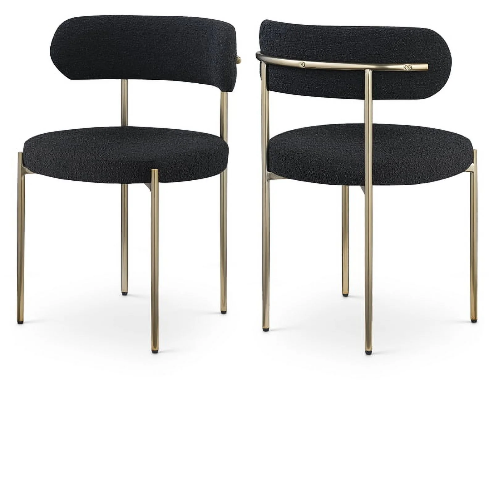 Maklaine Modern / Contemporary Black Boucle Fabric Dining Chair