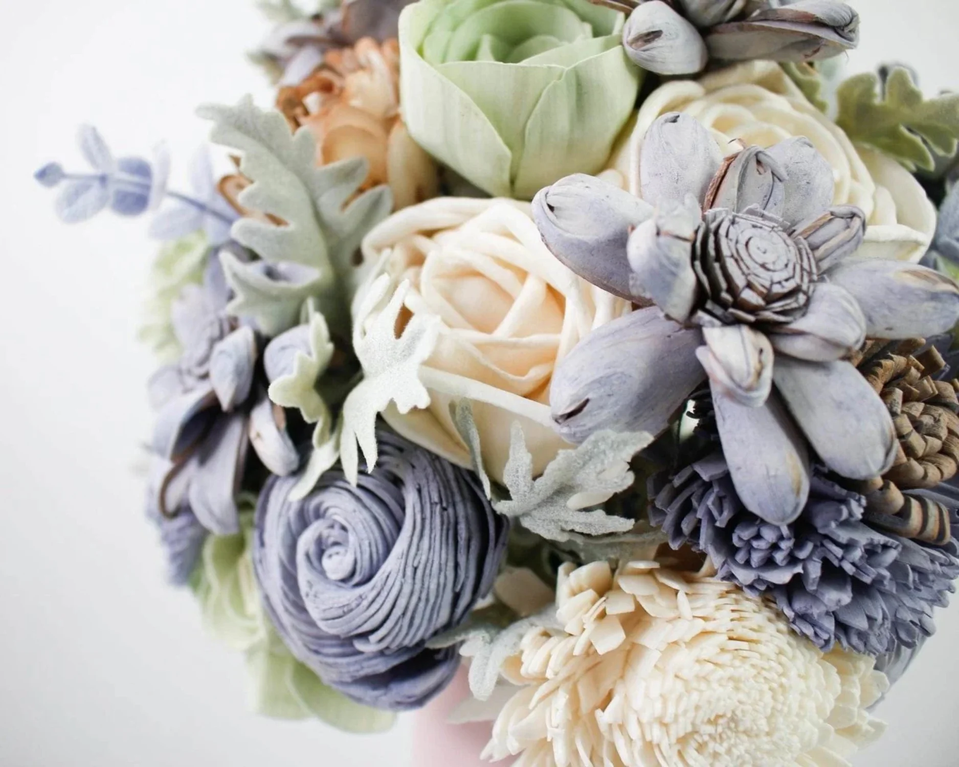 Raw Sola Wood Flowers - Centerpiece/Vase/Pot/Bouquet Fillers - -Faux Eucalyptus Spray (Purple)