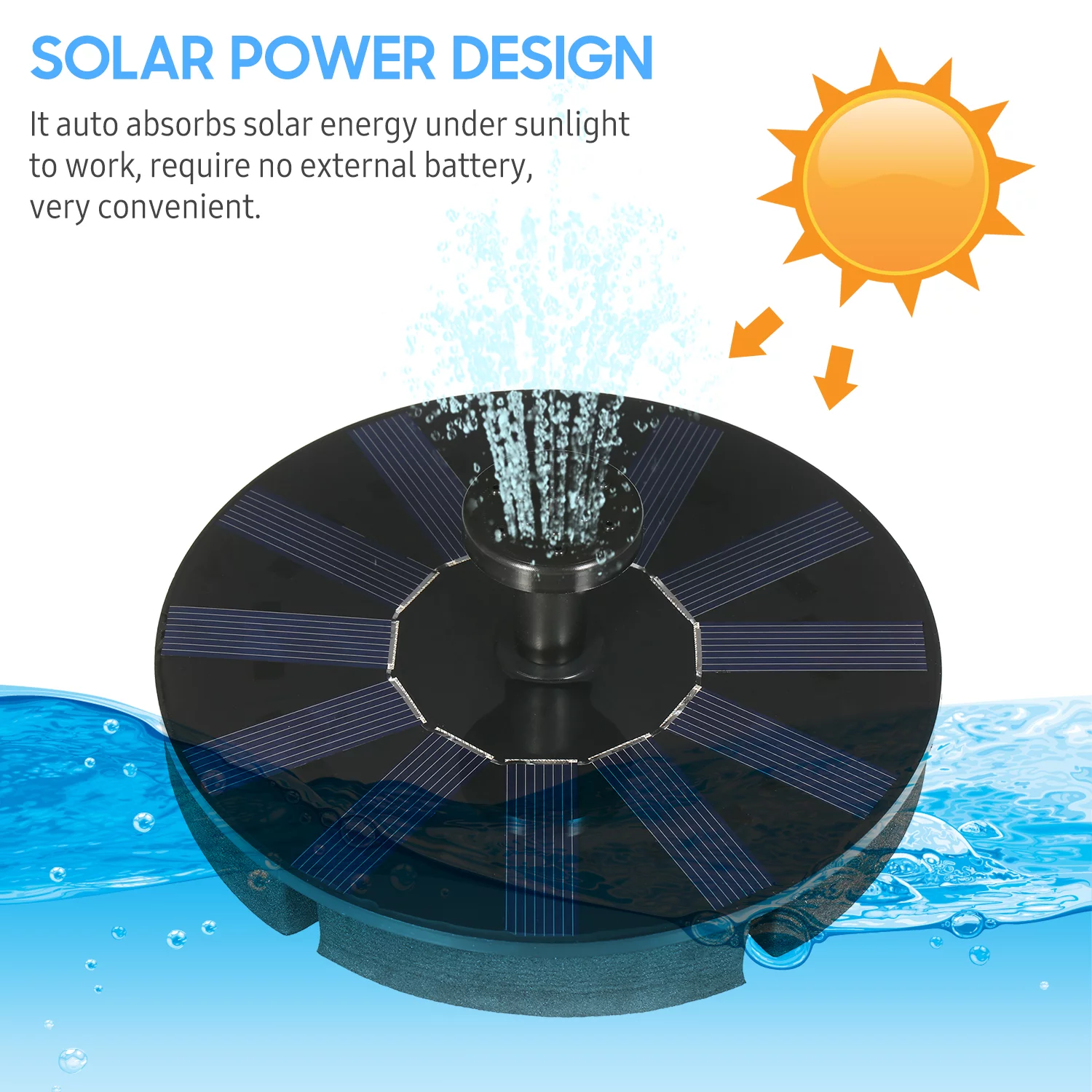 Fountain Pump, Pond Decoration Pump With 4 Solar Powered Water Fish Pond Solar Pump Nozzles Bath Fish Water Pump With Bath Fish With 4 Nozzles 4 Nozzles Bath Havou Pump Ed Water