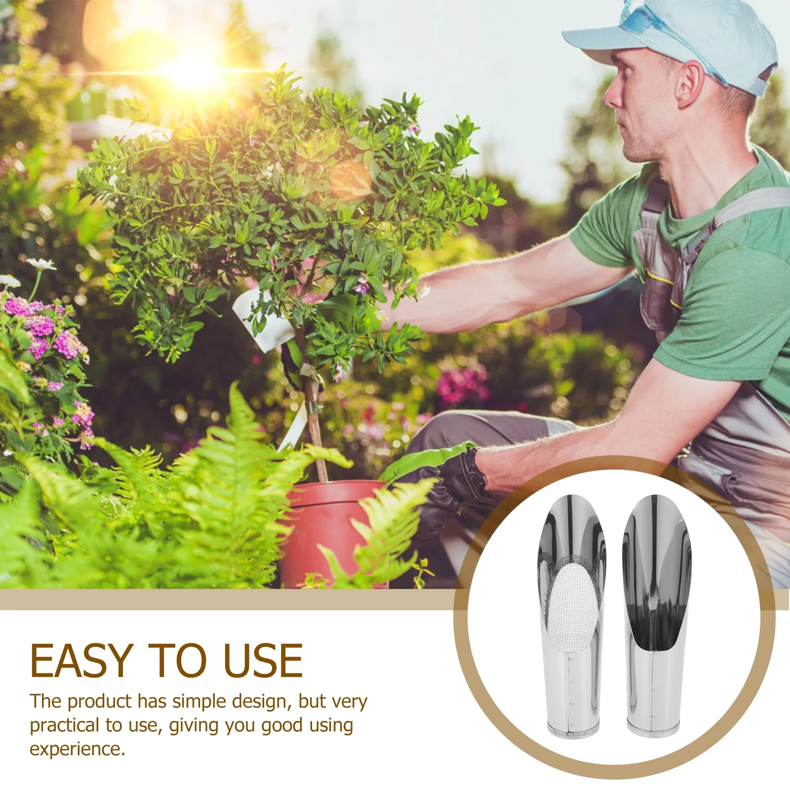 Bucket Shovel Fertilizer Feed Scooper Gardening Shovels Hand Spade 2 Pcs Plant Tool Stainless Steel