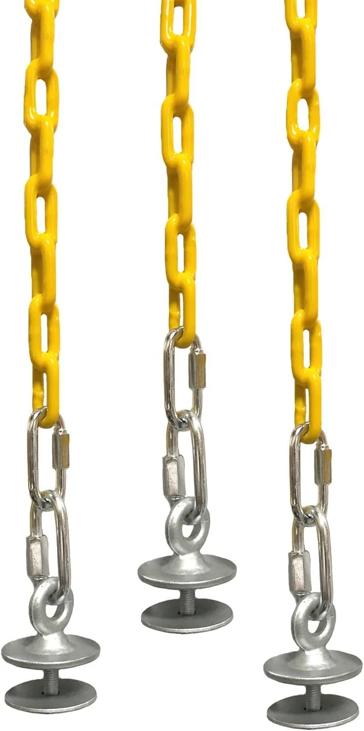 Tire Swing Hardware for Kids & Adults (Includes 3 Eye Bolts, Three 6' Long Plastic Coated Chains & a 3