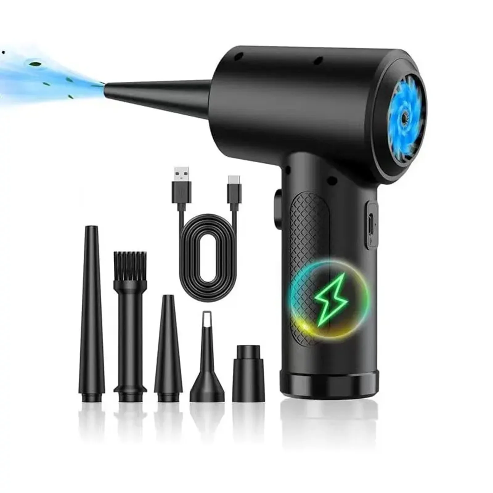 Masslatie Compressed Air Duster for Computers Protable Cordless Air Blower Computer Cleaning with LED Light for PC Keyboard Crumbs Car