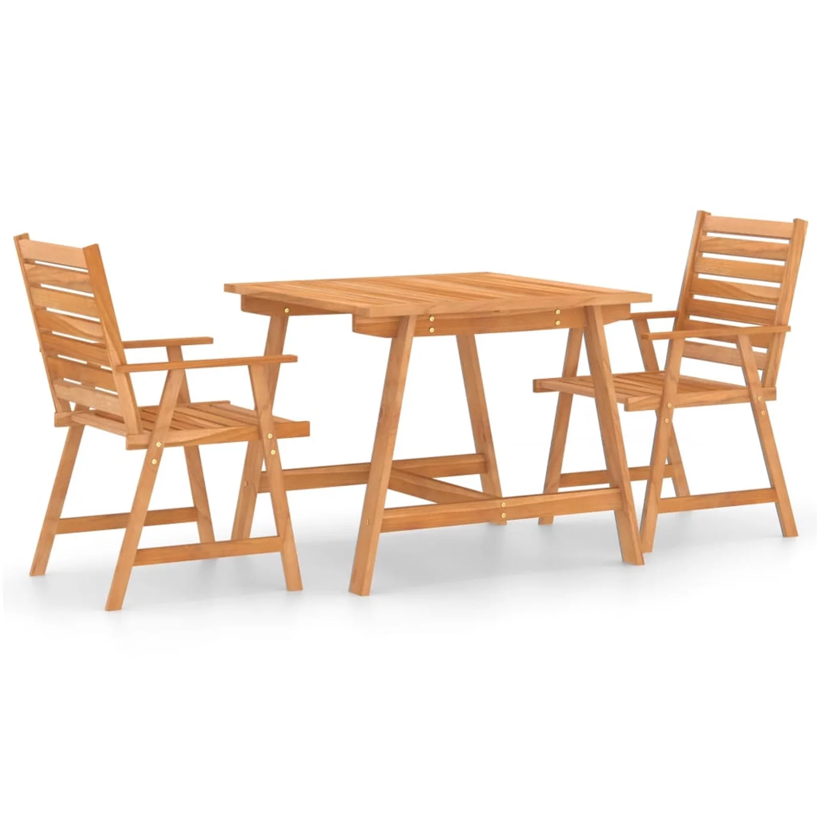 Anself 3 Piece Wooden Patio Dining Set Acacia Wood Table and 2 Chairs for , Garden, Backyard, Balcony