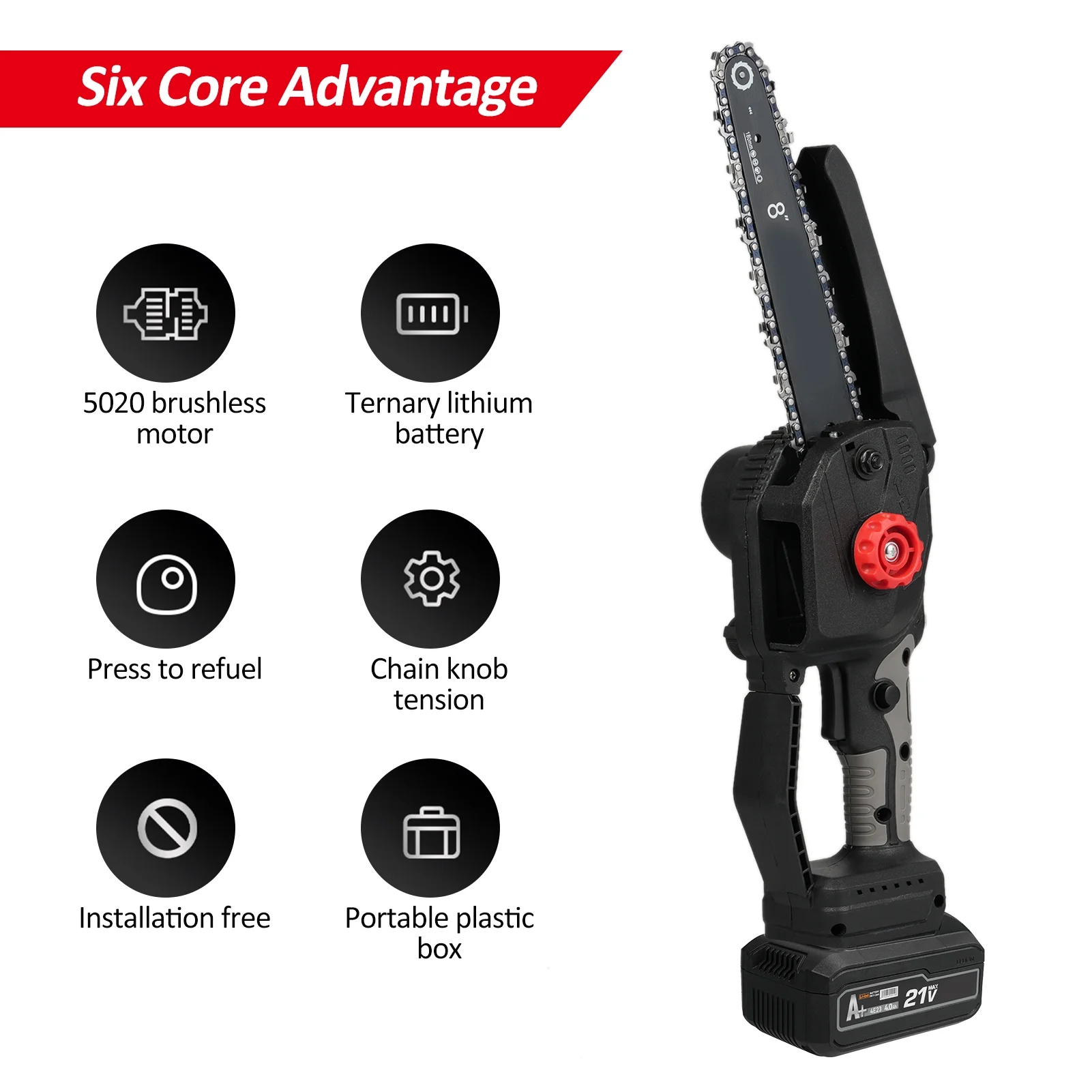 OWSOO Electric chain saw,Chainsaw Battery Powered Battery Powered 398TV Chainsaw 8-INCH Power Battery Splash Wood Battery Wood Power Chainsaw Battery chain saw Chainsaw dless Chainsaw 8-IN
