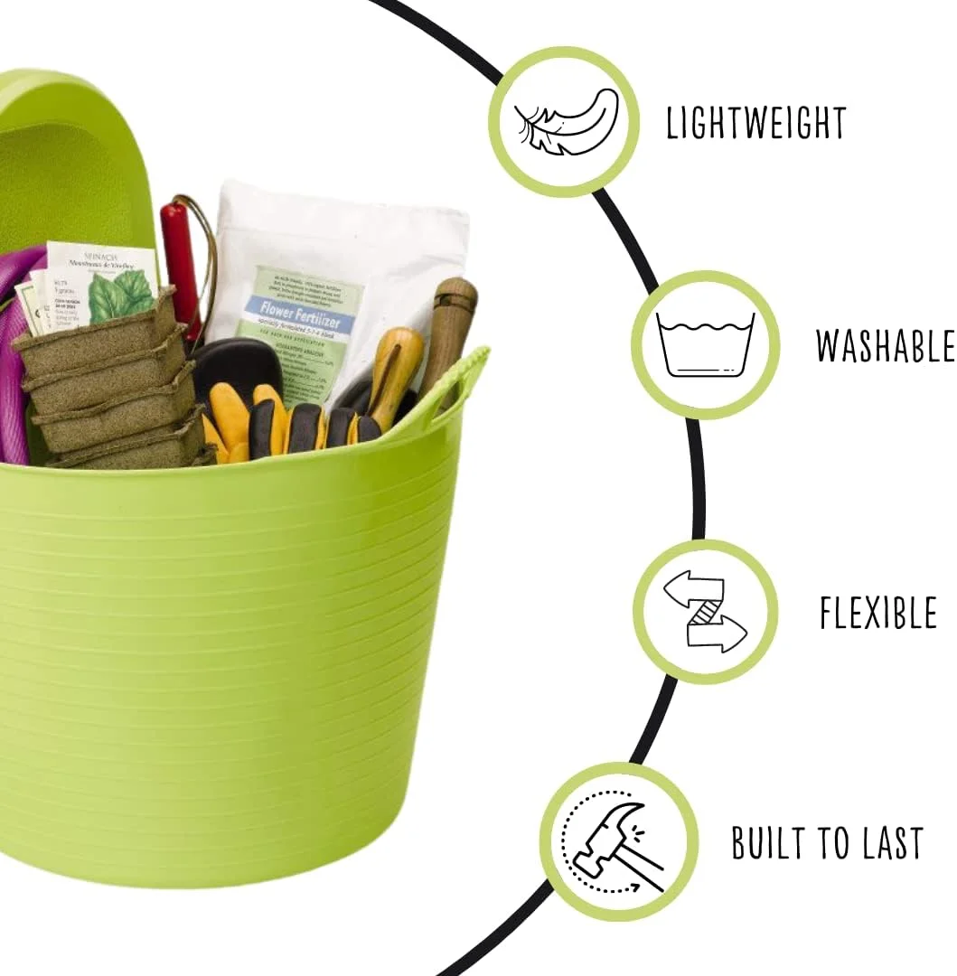 Garden Cart With Tubtrugs | Multi-Purpose Mobile Gardening Caddy with 11 Gallon Bucket | Outdoor Gardening Clean-up & Garden Tools Utility Cart - Holds up to 50 lbs