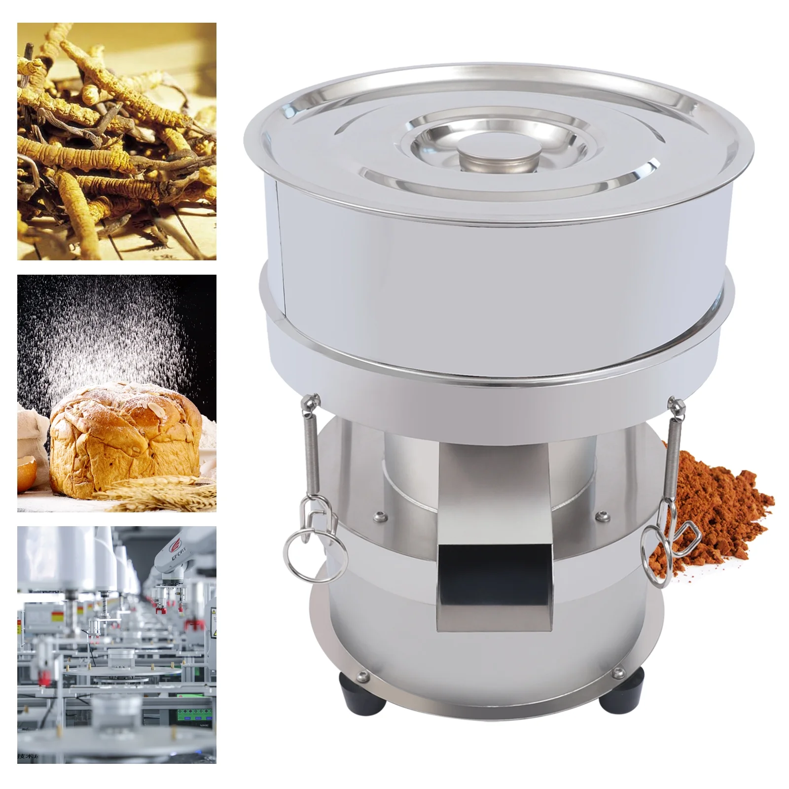 Miumaeov Automatic Sieve Shaker 50W 110V Electric Flour Sifter Vibrating Sieve Machine 1350N/Min 40-Mesh Sieve + 60-Mesh Sieve