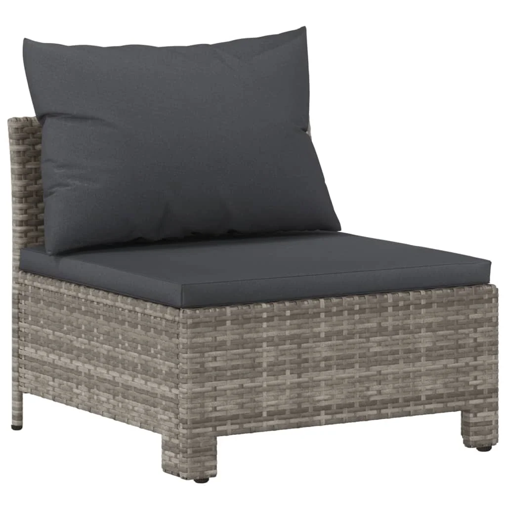 Anself 7 Piece Patio Set with Cushions Gray Poly Rattan