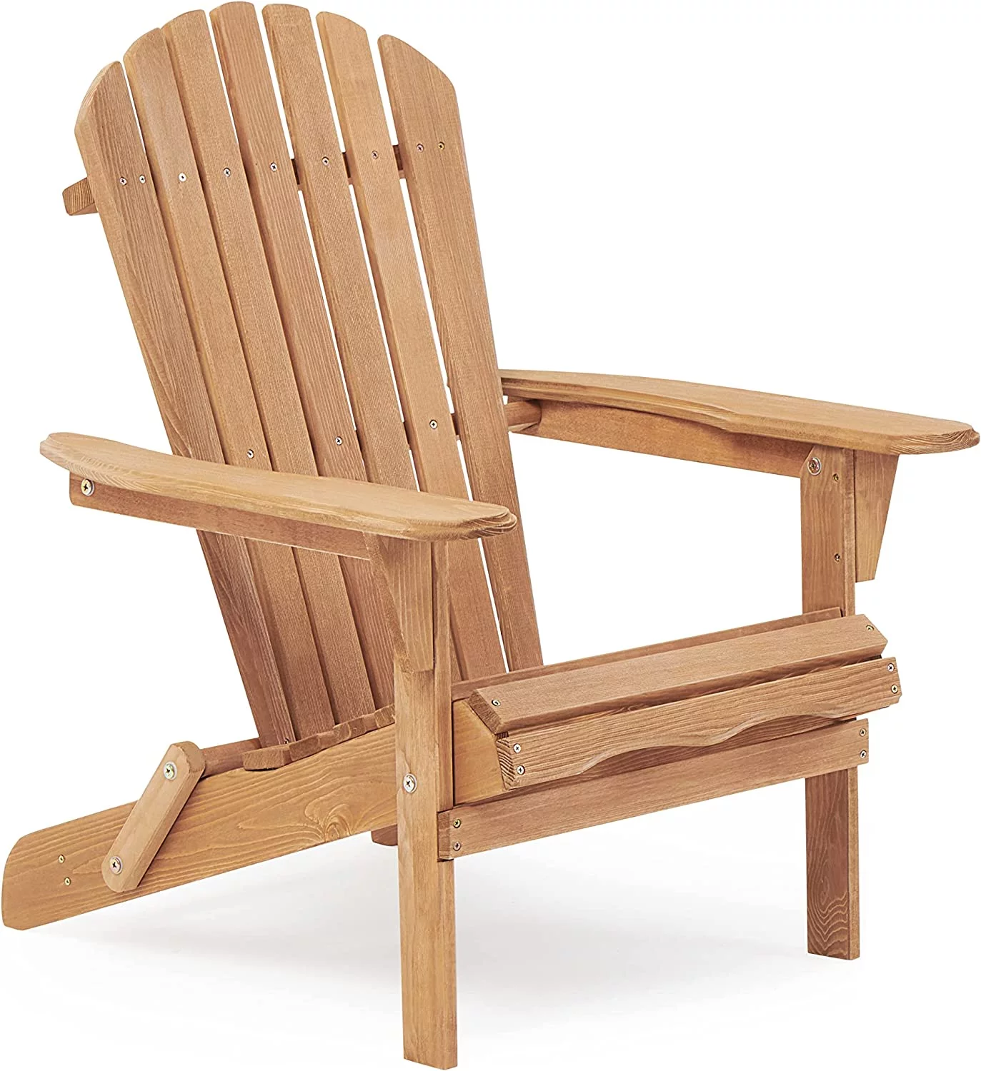 Outdoor Wooden Folding Adirondack Chair, Solid Wood Lounge Patio Chair for Garden, Lawn, Backyard, Deck, Pool Side, Fire Pit
