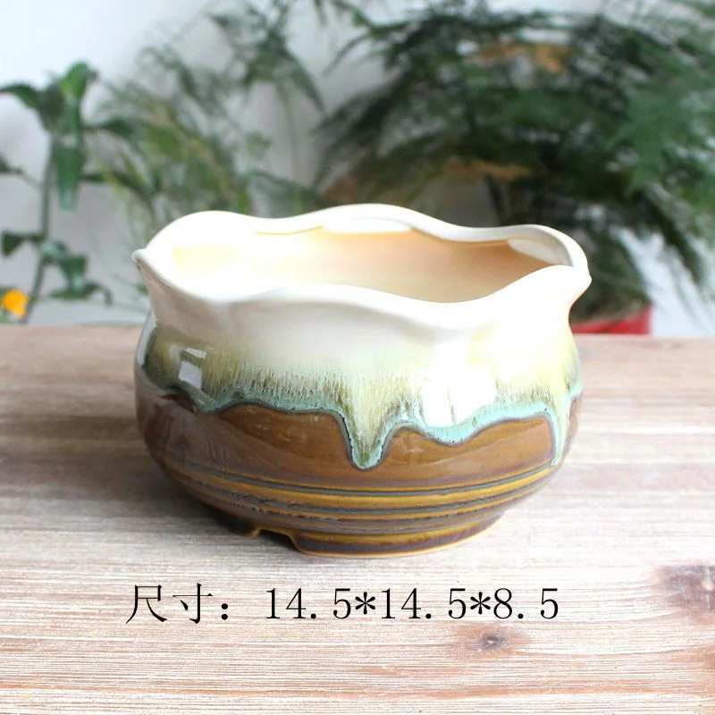 LivNxt Ceramic Planter - Creative Antique Glazed Pot for Succulents