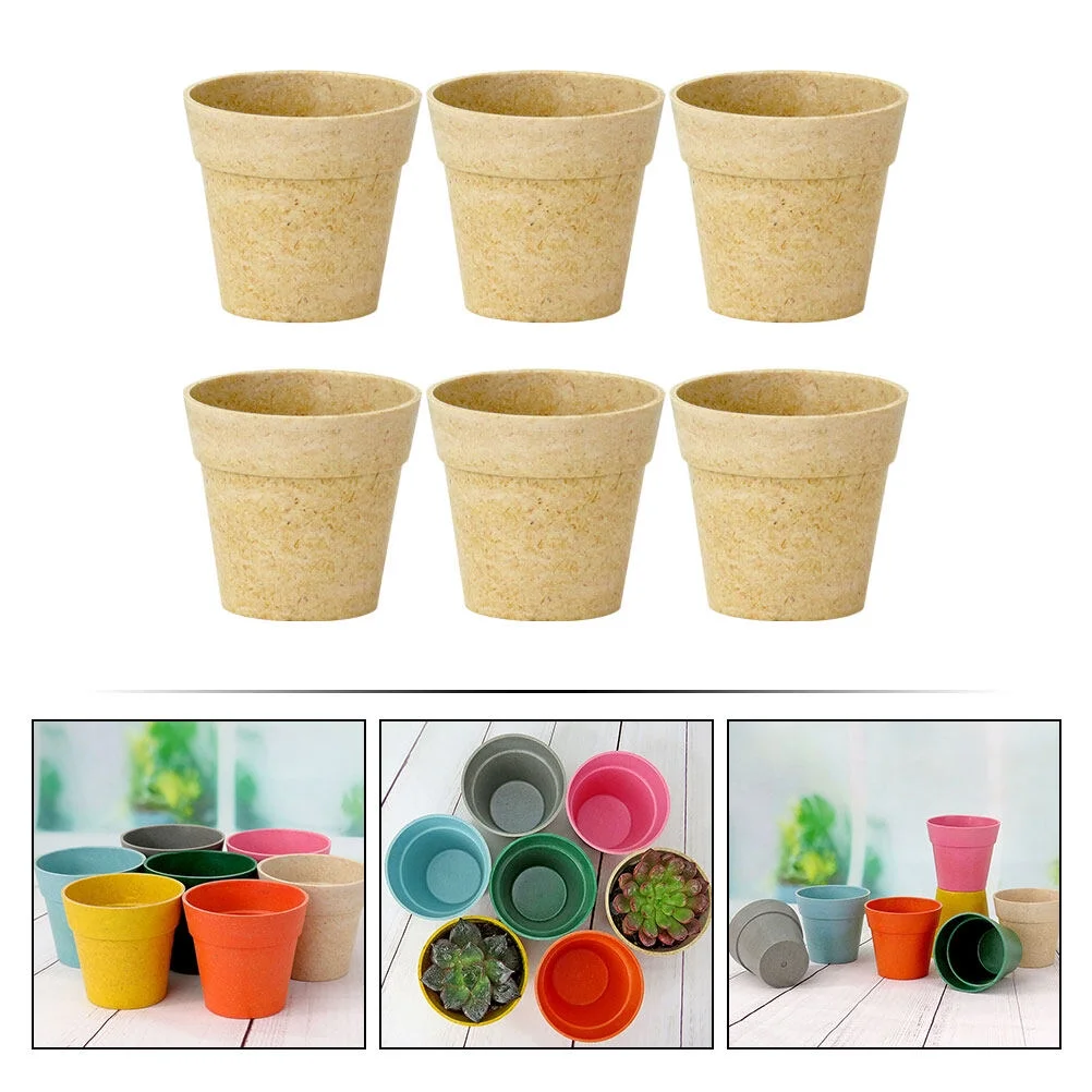 Flower Pot Flowerpot Home Plant Containers Succulent Basin Household Supply Planters Green Plants Flowers Fibres 6 Pcs