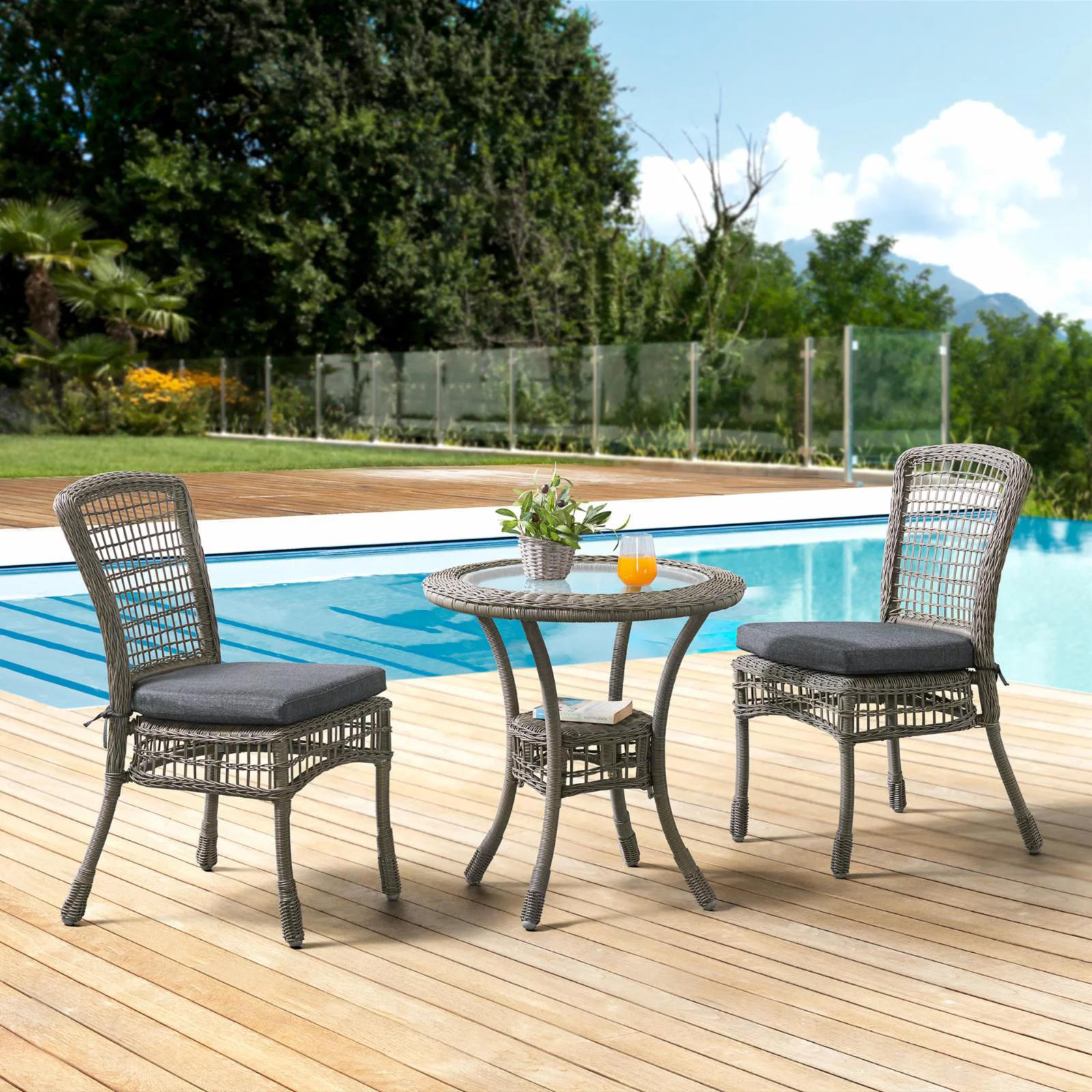 Alaterre Furniture Carolina All-Weather Wicker 3-Piece Dining Set