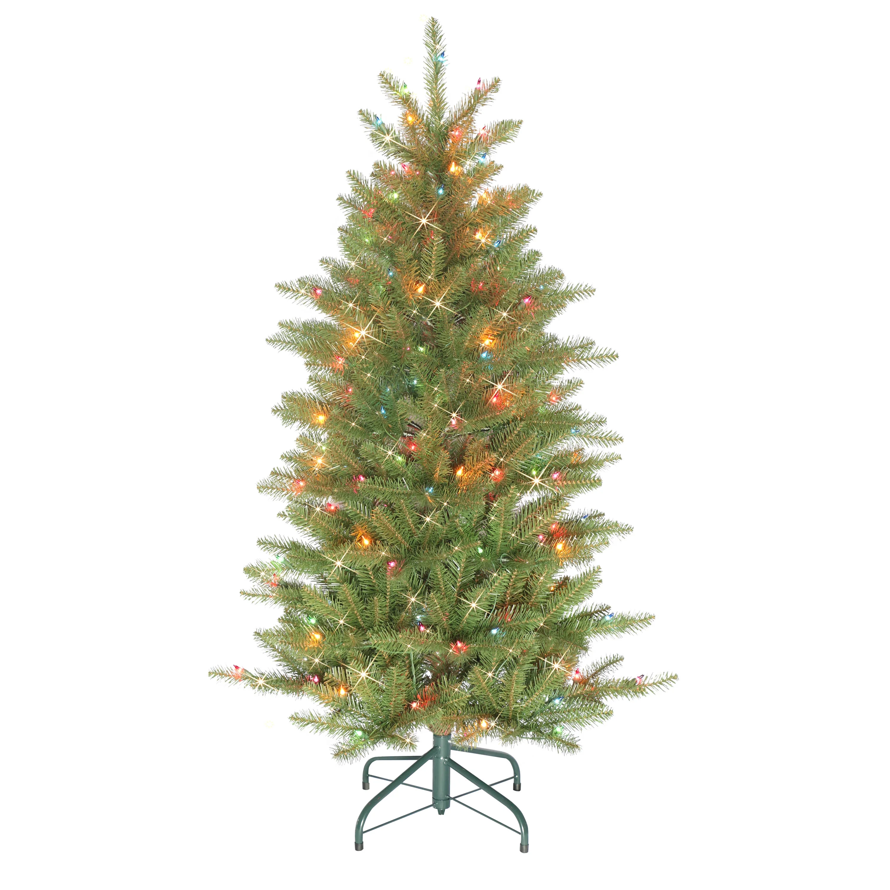 Puleo International 4.5' Pre-Lit Slim Fraser Fir Artificial Christmas Tree with 150 UL-Listed Multi-Color Incandescent Lights
