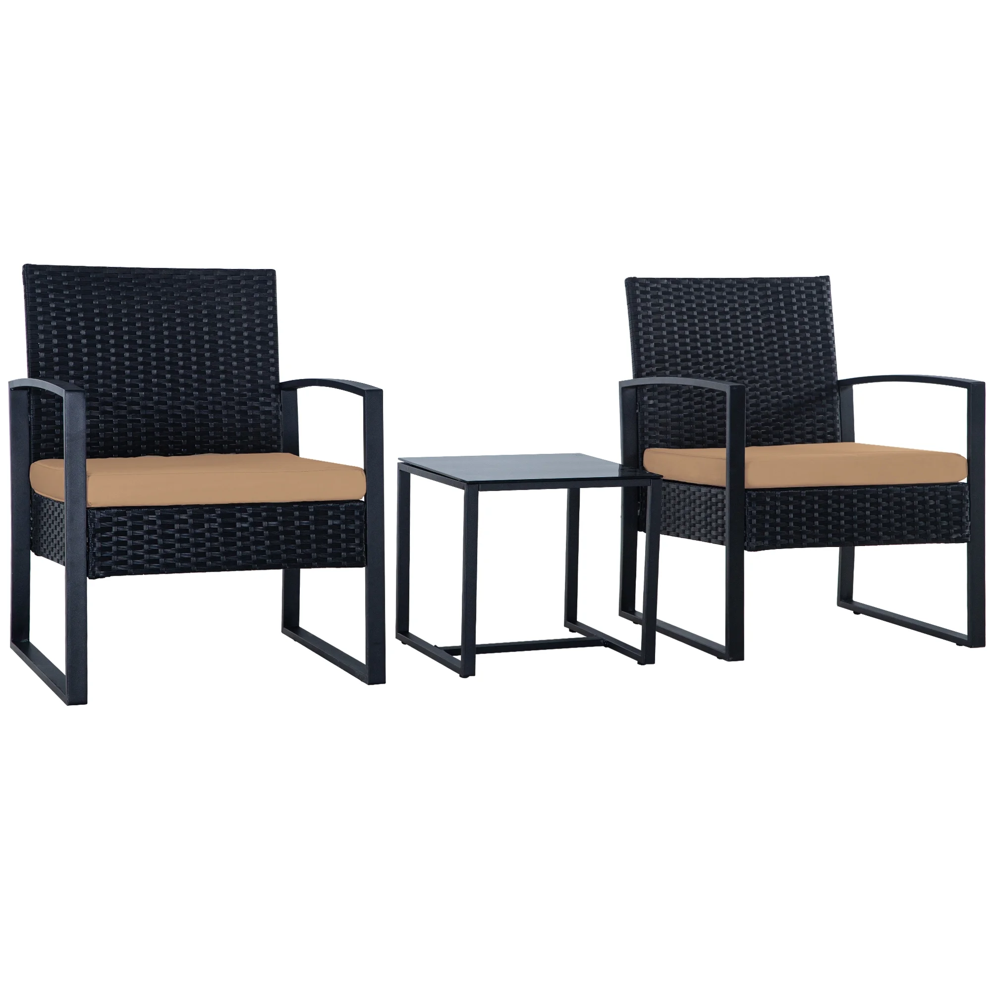 3 Piece Patio Set Chairs Bistro Set Rattan Conversation Set
