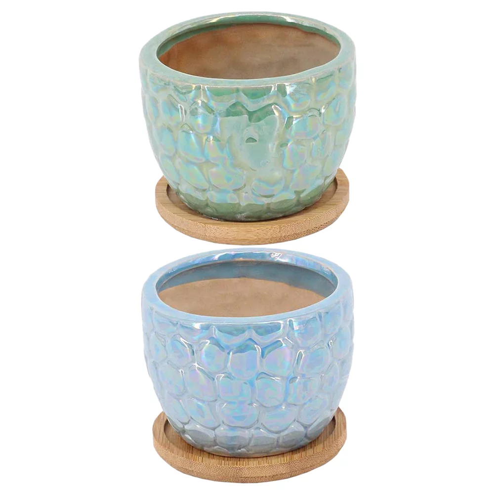 2 Sets Marble Flower Pot Succulent Containers Plant Pots for Plants Vessel Small Planter Indoor Planting