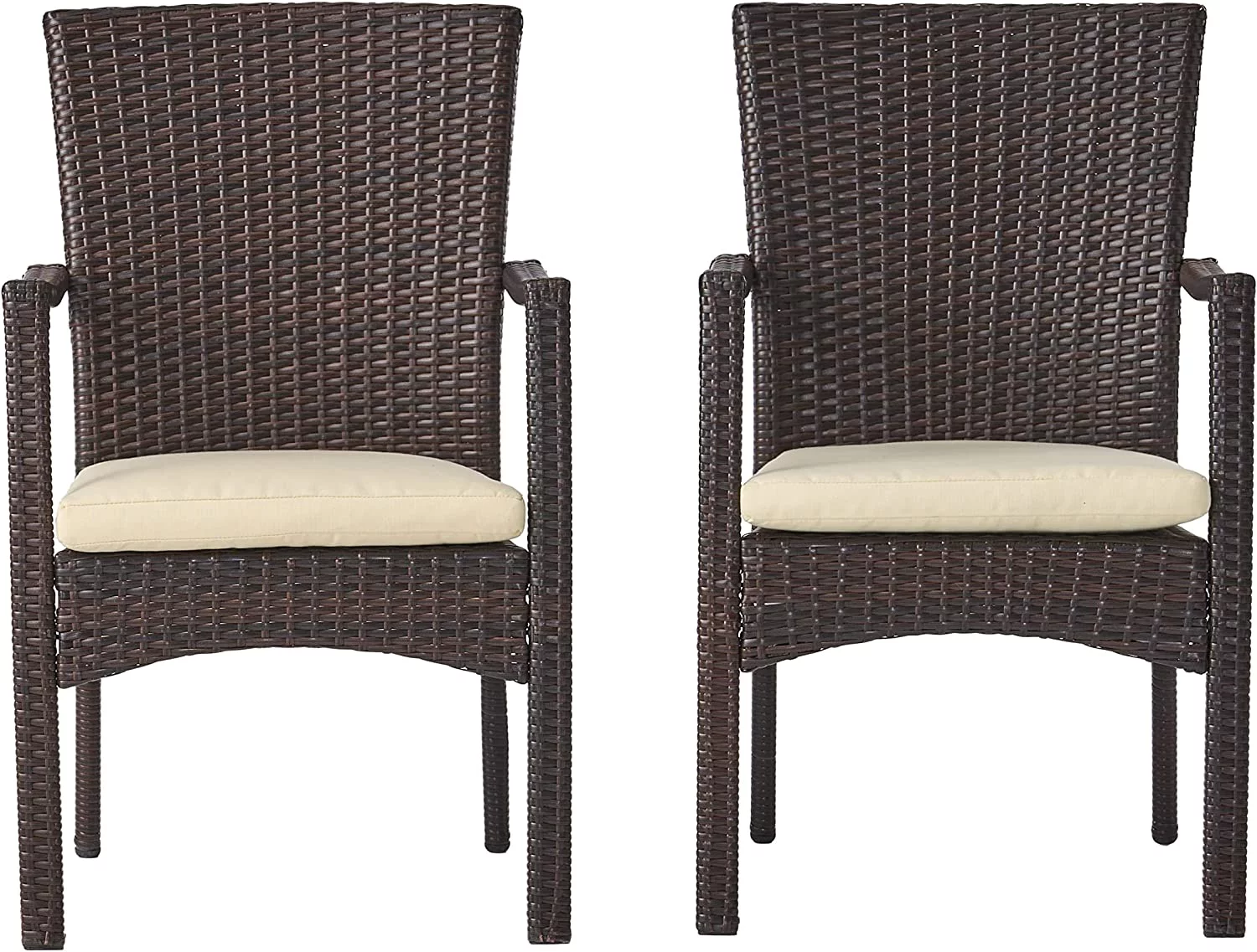 Corsica Outdoor Wicker Dining Chairs, 2-Pcs Set, Multibrown