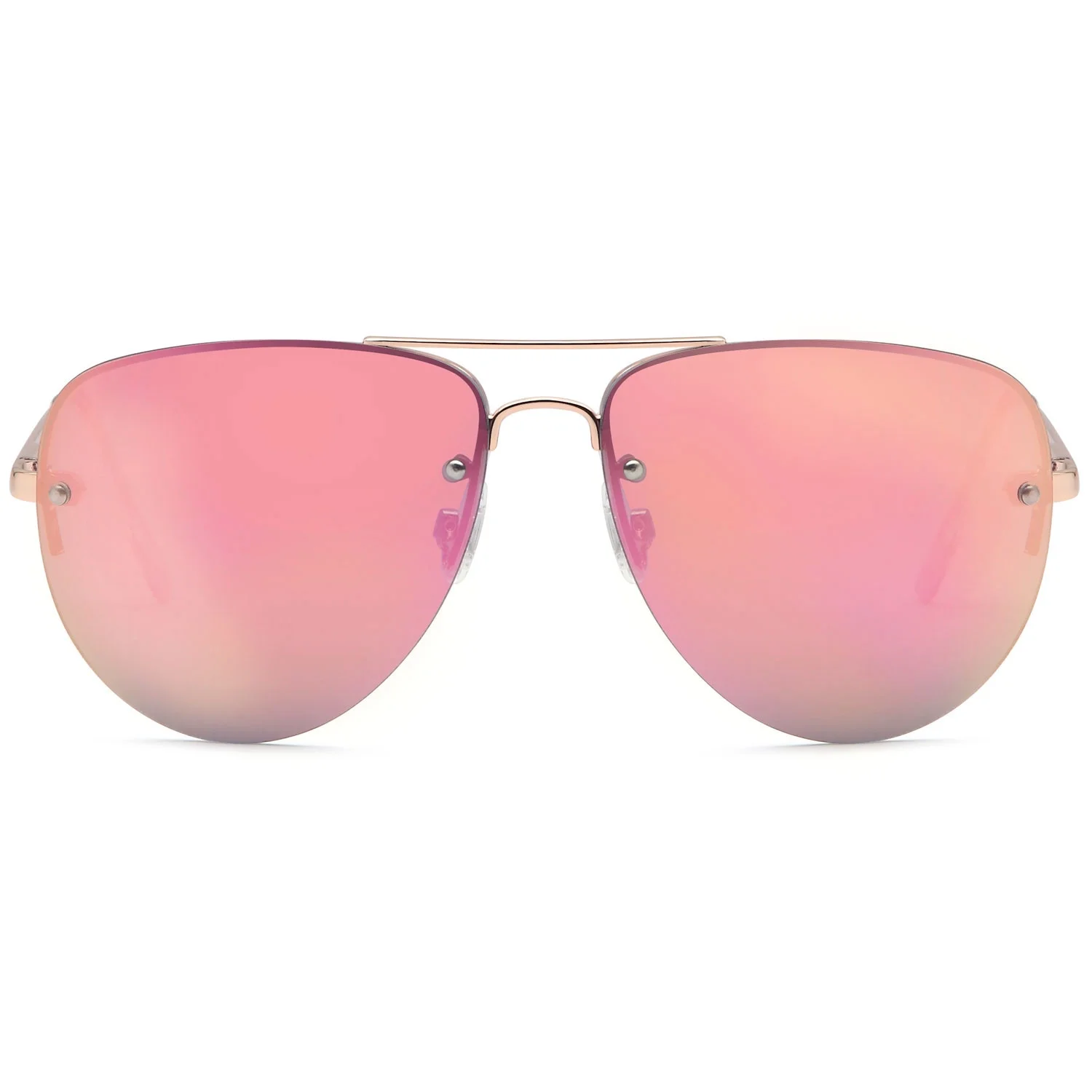 SUN LOUNGER Women's Oversized Metal Frame Classic Aviator Sunglasses with Spring Hinges - Mirror Copper Lenes on Gold Frame