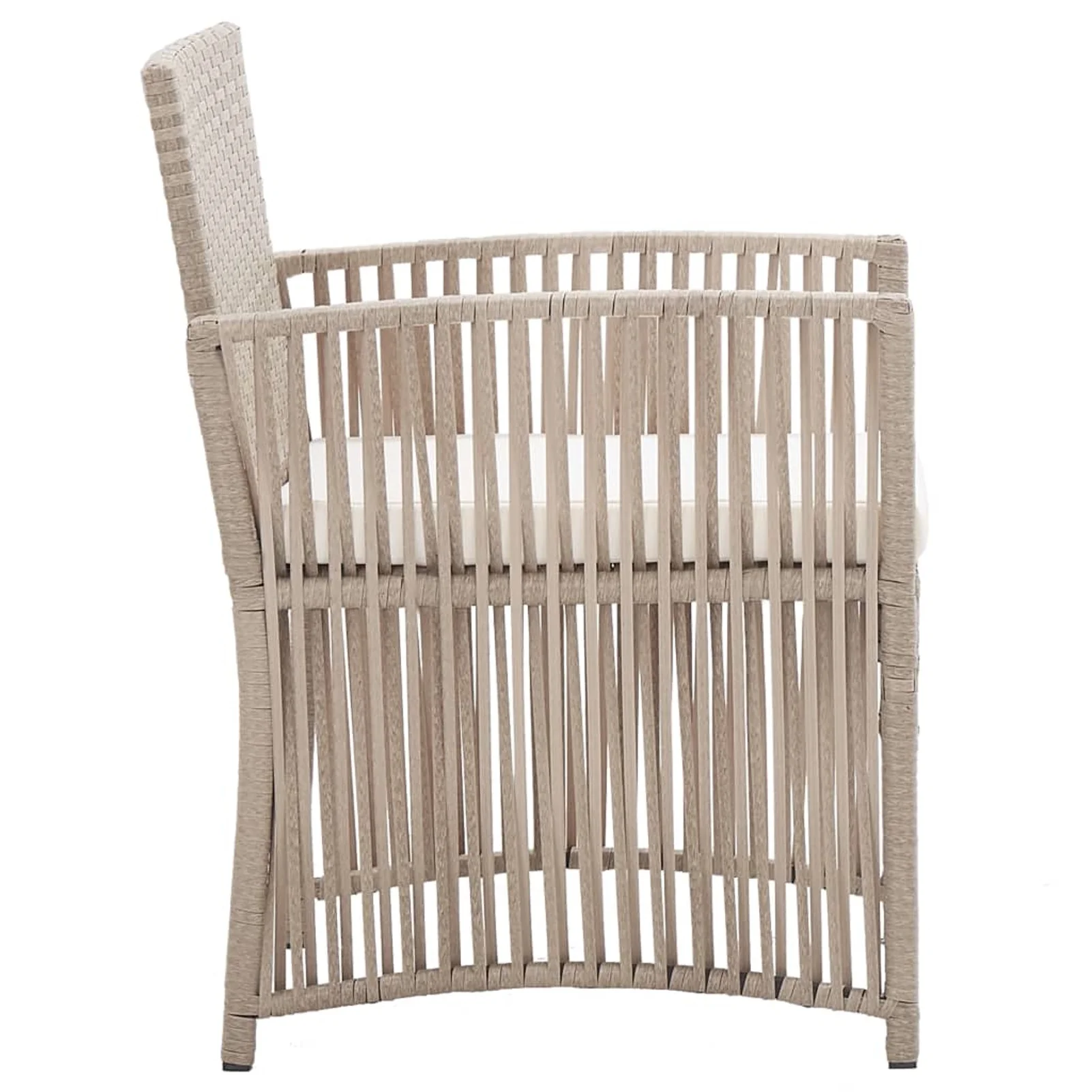Anself Patio Armchairs with Cushions 2 pcs Beige Poly Rattan