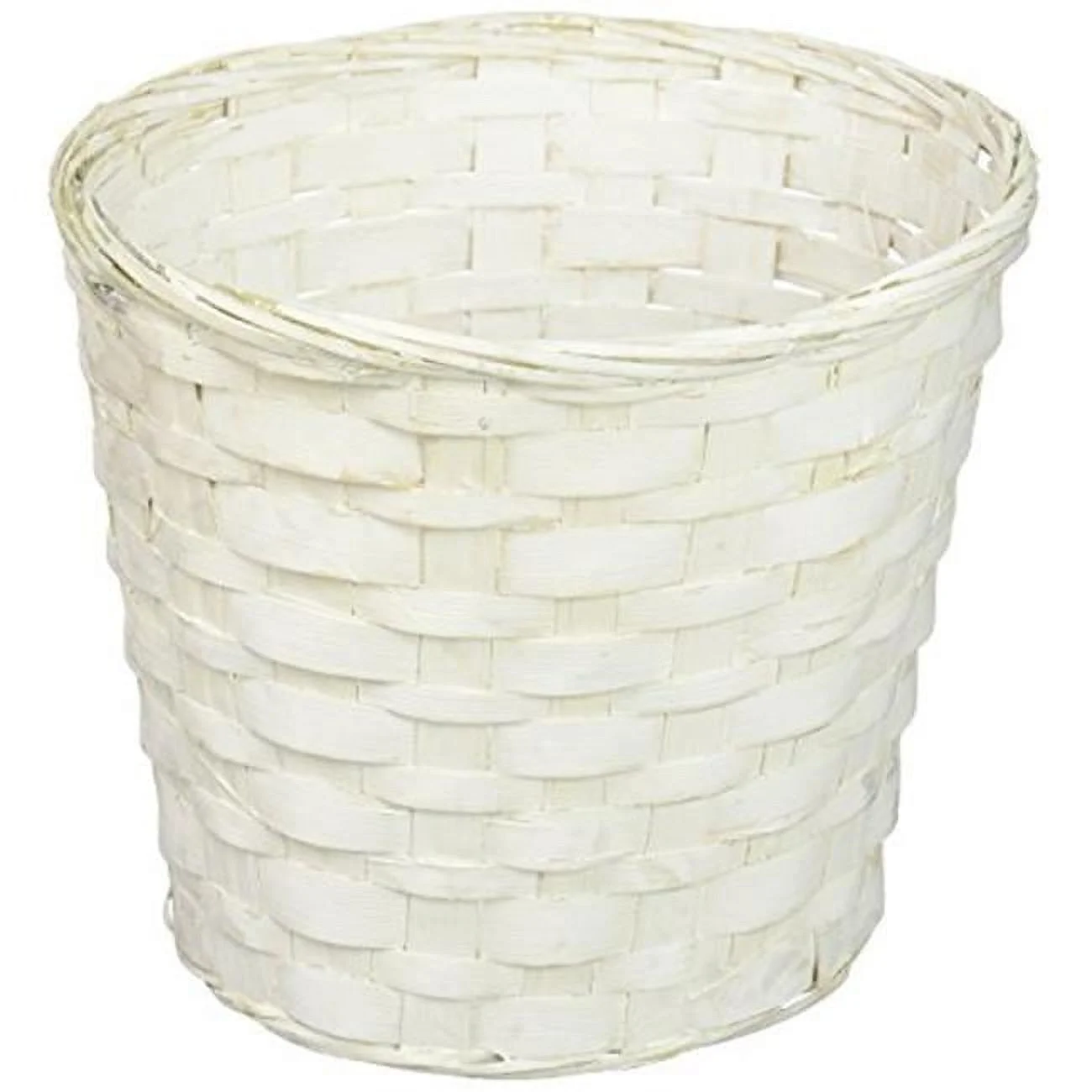 Floral 72937 7 in. Bamboo Pot Cover Basket, White