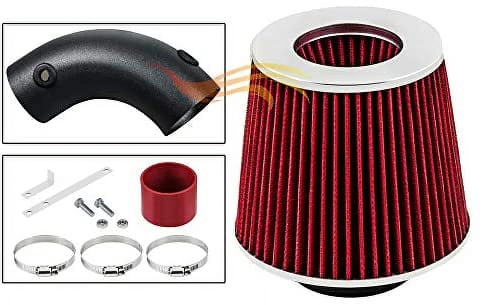 RW SERIES - MATTE BLACK PIPE RED - SHORT RAM INTAKE Compatible For 91-93 CHEVY LUMINA / 91-93 OLDSMOBILE CUTLASS SUPREME