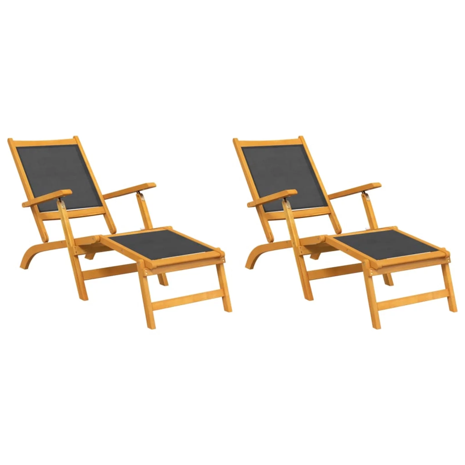Walmeck Patio Deck Chairs 2 pcs Solid Wood Acacia and Textilene