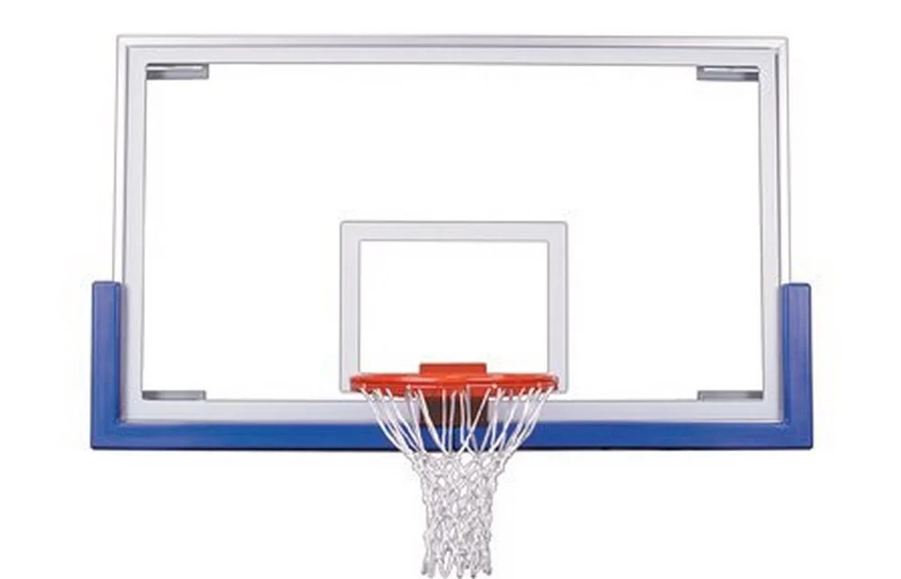 First Team Triumph Upgrade Package Steel-Glass Gymnasium Backboard44; Rim & Pad Upgrade Package- Royal Blue
