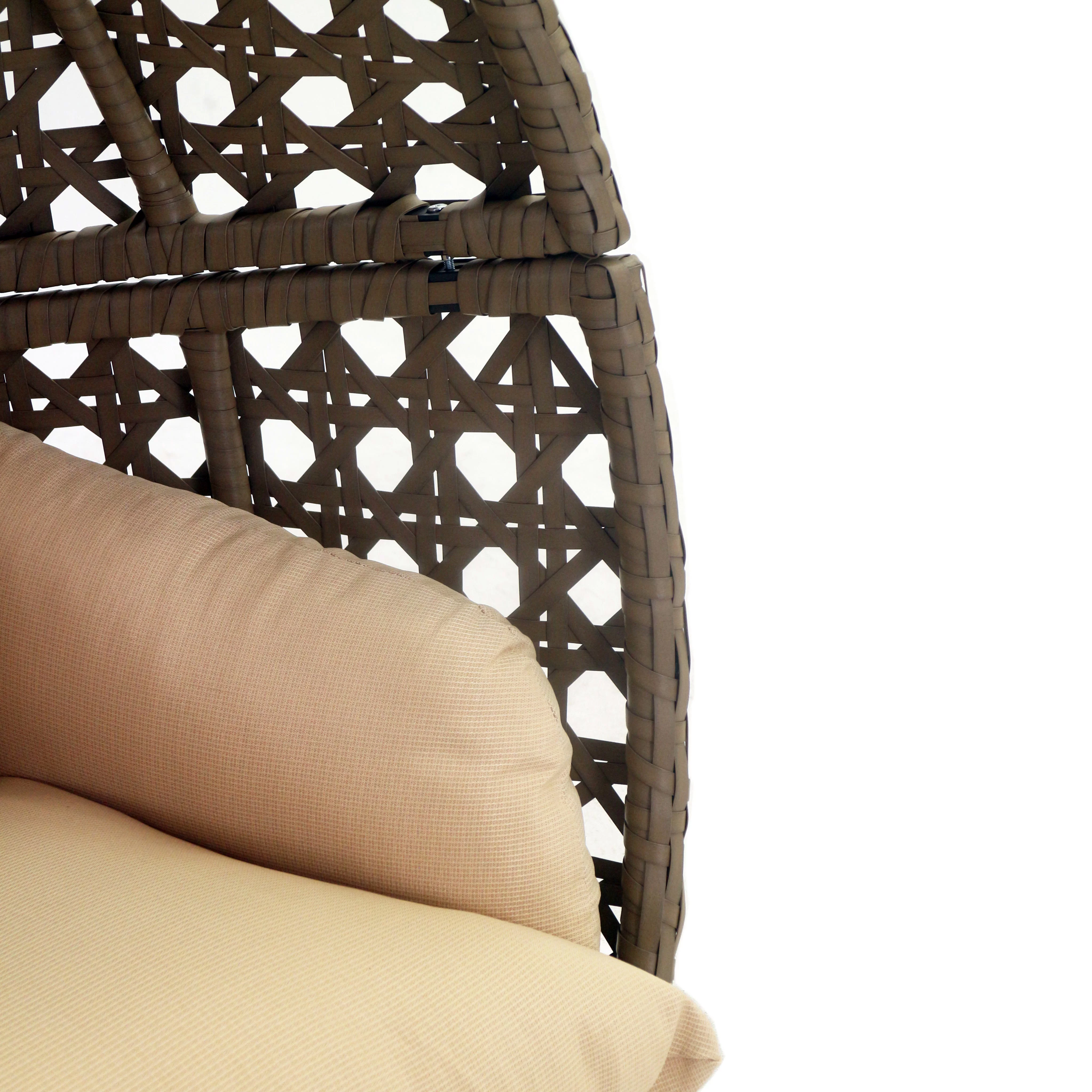 Island Gale Upgraded Luxury Double Seat Outdoor Patio Hanging Wicker Swing Chair W/Cushion and U Shape Base (Charcoal or Latte Color Option))