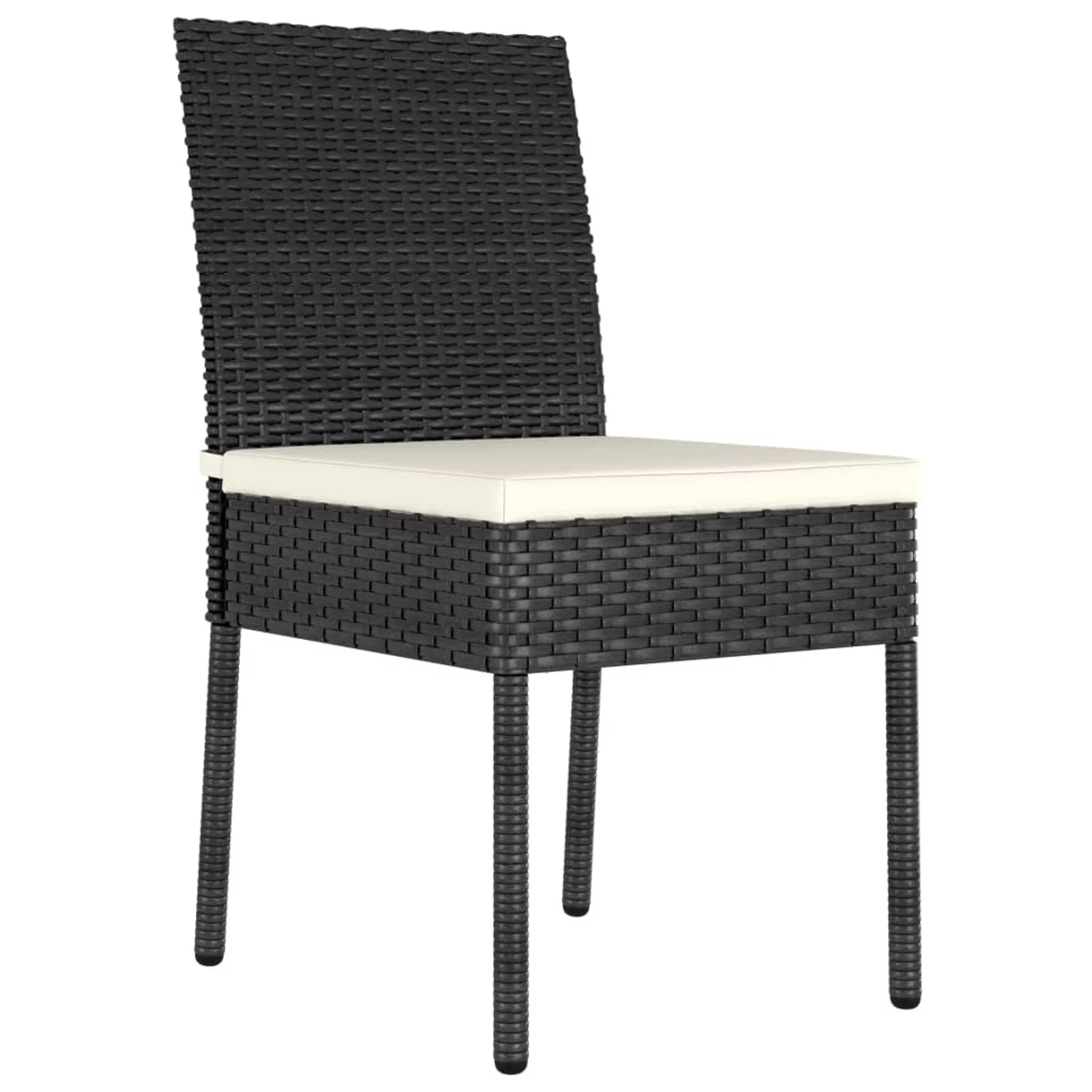 Carevas Patio Dining Chairs 2 pcs Poly Rattan Black