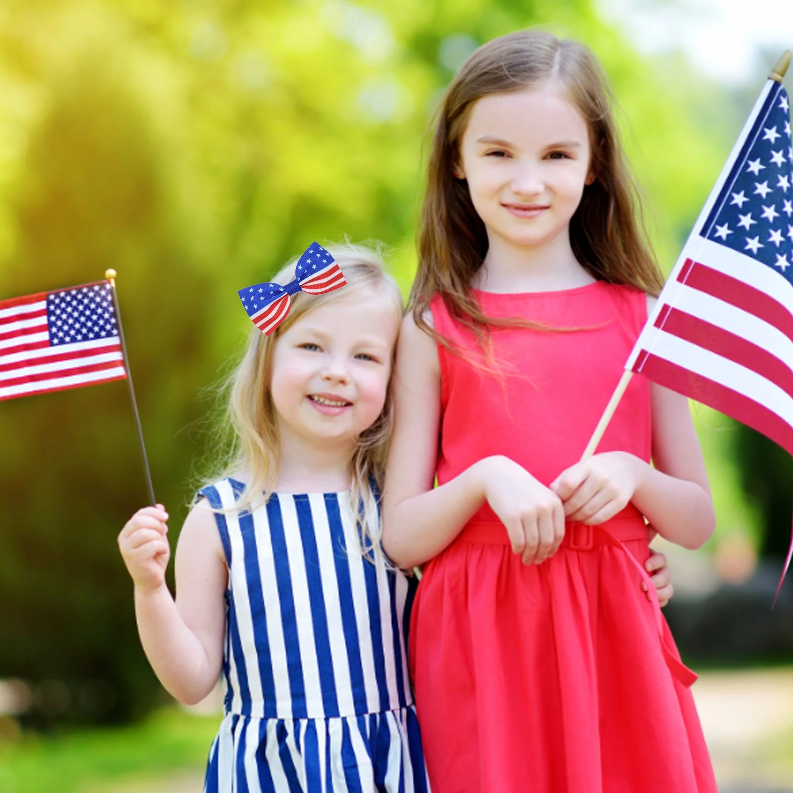 LLQkigsxse Spiral Slide Metal 4th Of July Bow Hair Clips Glitter American Flag Barrette Hair Bow Patriotic And Stripes Hairgrips Baby Girls Women Hair For Independence Day Memorial Day