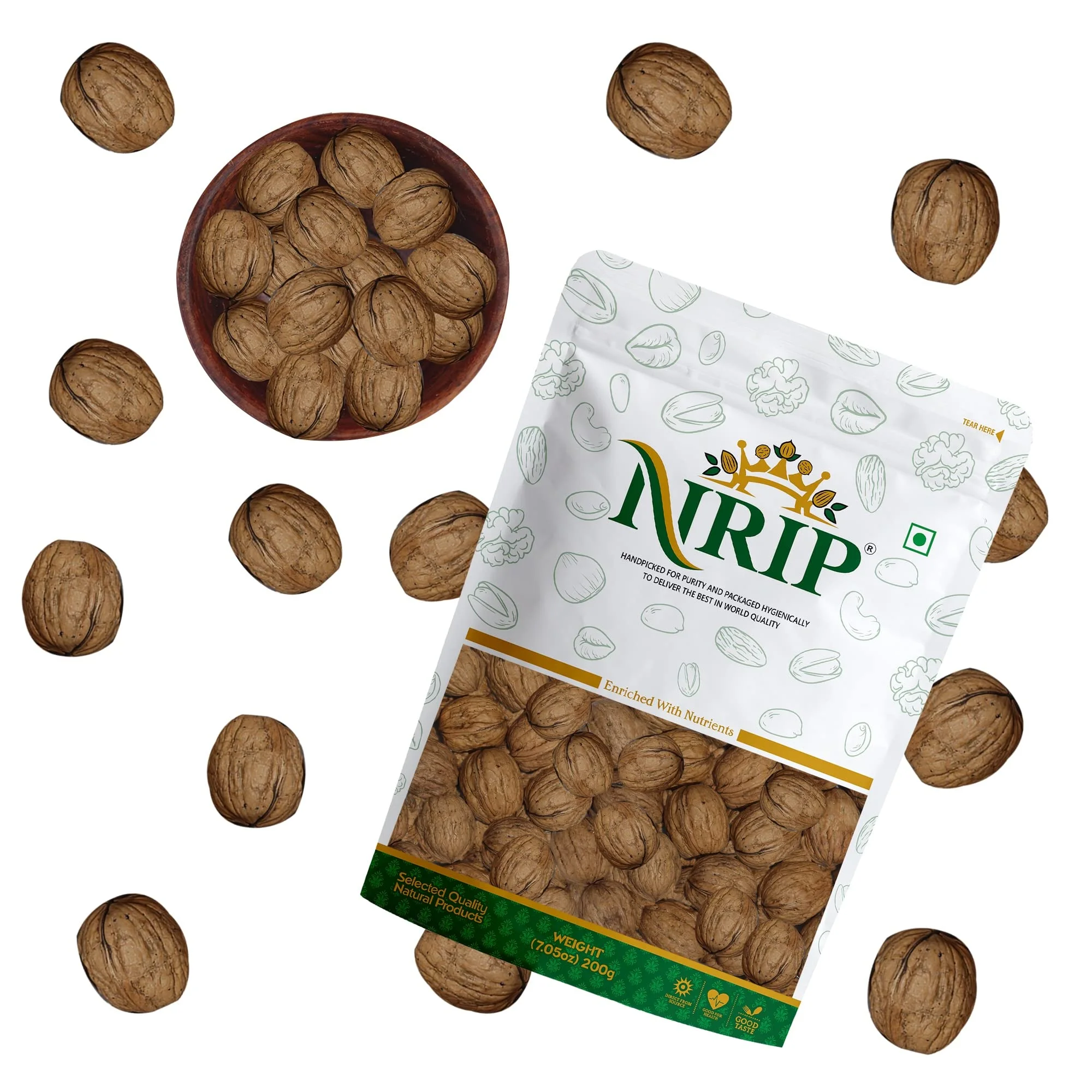 Nrip Walnut In Shell California (Akhrot Sabut Kagzi) 200 Gm