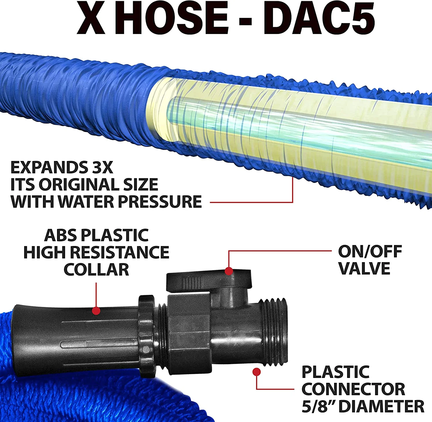 Xhose Garden Hose Expandable Hose Water Hose Dac Fiber Hose 25ft