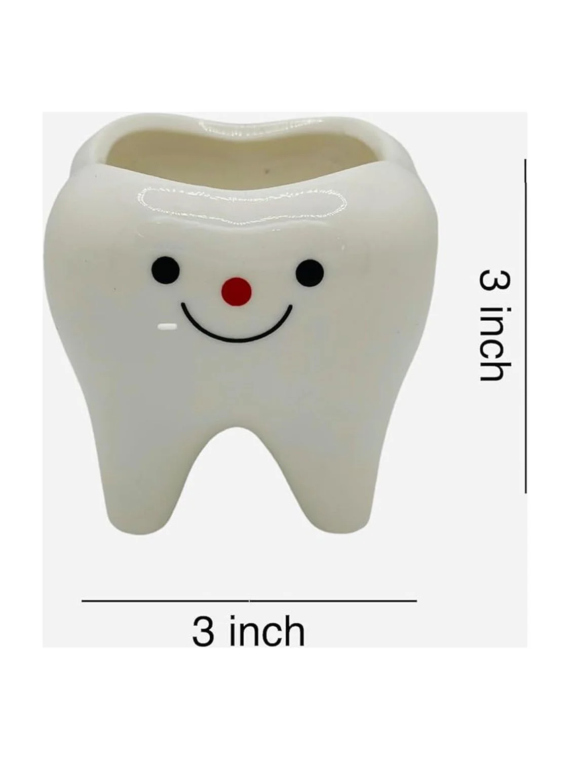 1 | 3 Inch | Small Succulent Ceramic Teeth , Cute Home And Office Decor (Happy Face)
