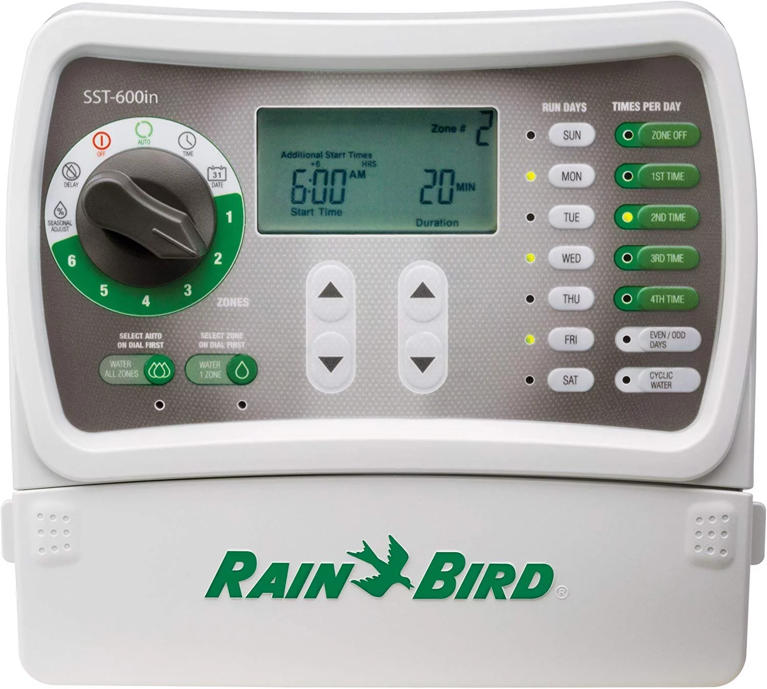 Rain Bird SST600IN Simple-to-Set Indoor Sprinkler/Irrigation System Timer Controller, 6-Zone/Station New & Improved Model Replaces, SST600I