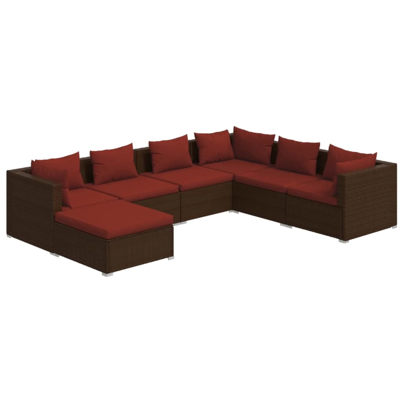Suzicca 7 Piece Patio Set with Cushions Poly Rattan Brown