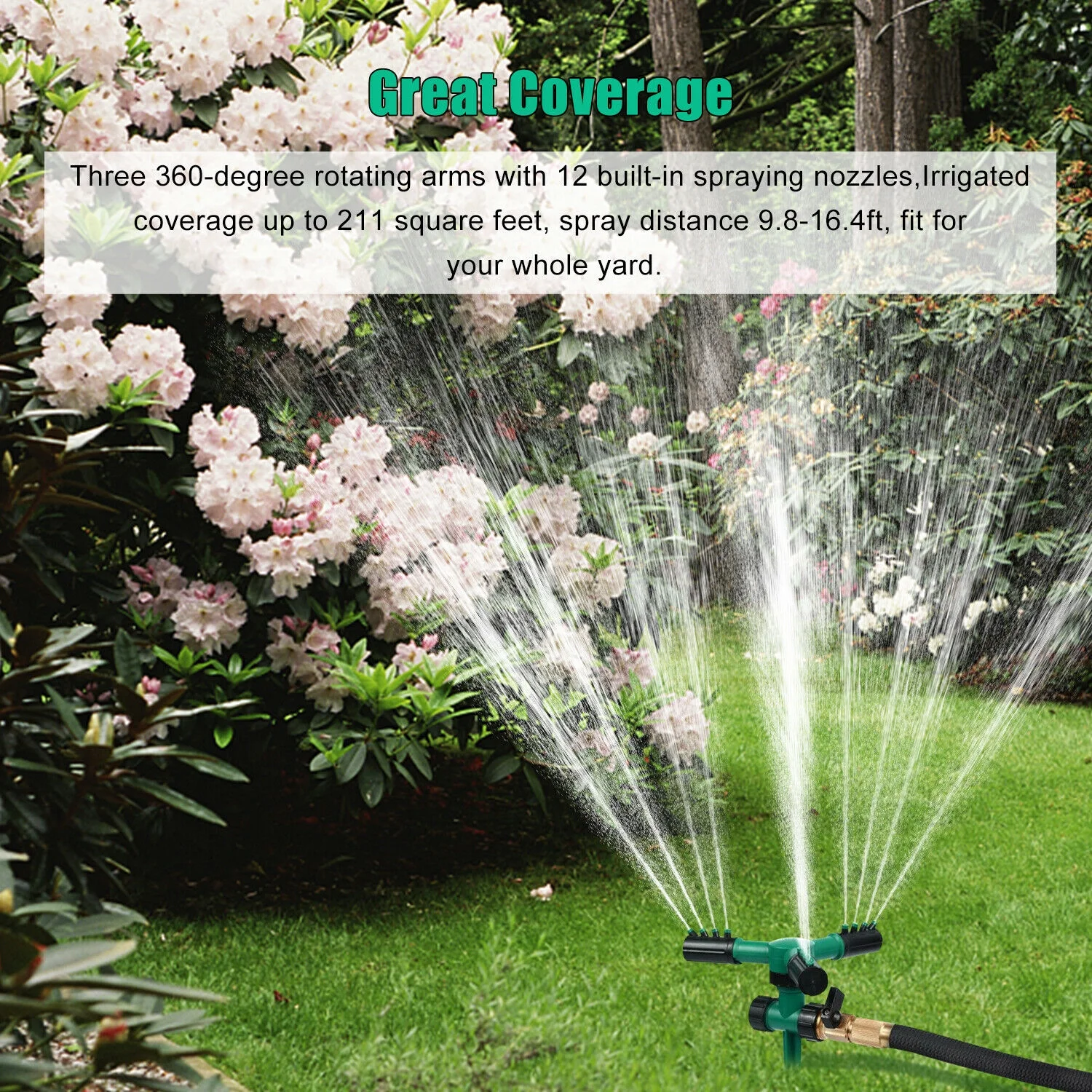 360 Auto Garden Lawn Sprinkler System Watering Patio Yard Hose Irrigation System