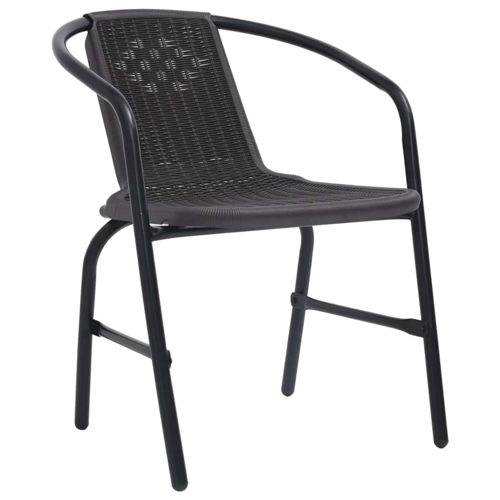 Anself 4 Piece Patio Chairs  Rattan and Steel  Dining Chair Set Black for Garden, Backyard, Poolside, Balcony,  Furniutre 24.4 x 21.7 x 29.1 Inches (W x D x H)
