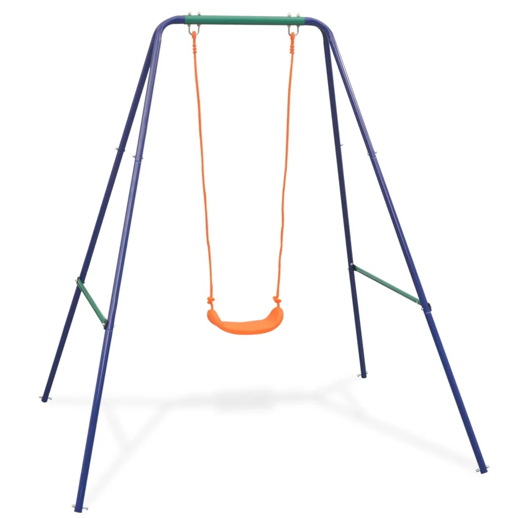 Anself 2-in-1 Single Swing and Toddlder Swing Set Steel A-Frame Outside Playground Swing Seat Children Patio Playset Toys 67 x 57.1 x 70.9 Inches (W x D x H)