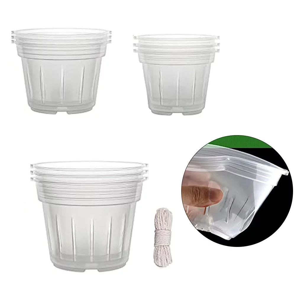 9 Pack Orchid Pots with Holes 3 Each of 4.8, 5.7 and 6.4 Inch Clear Orchid Pots for Repotting