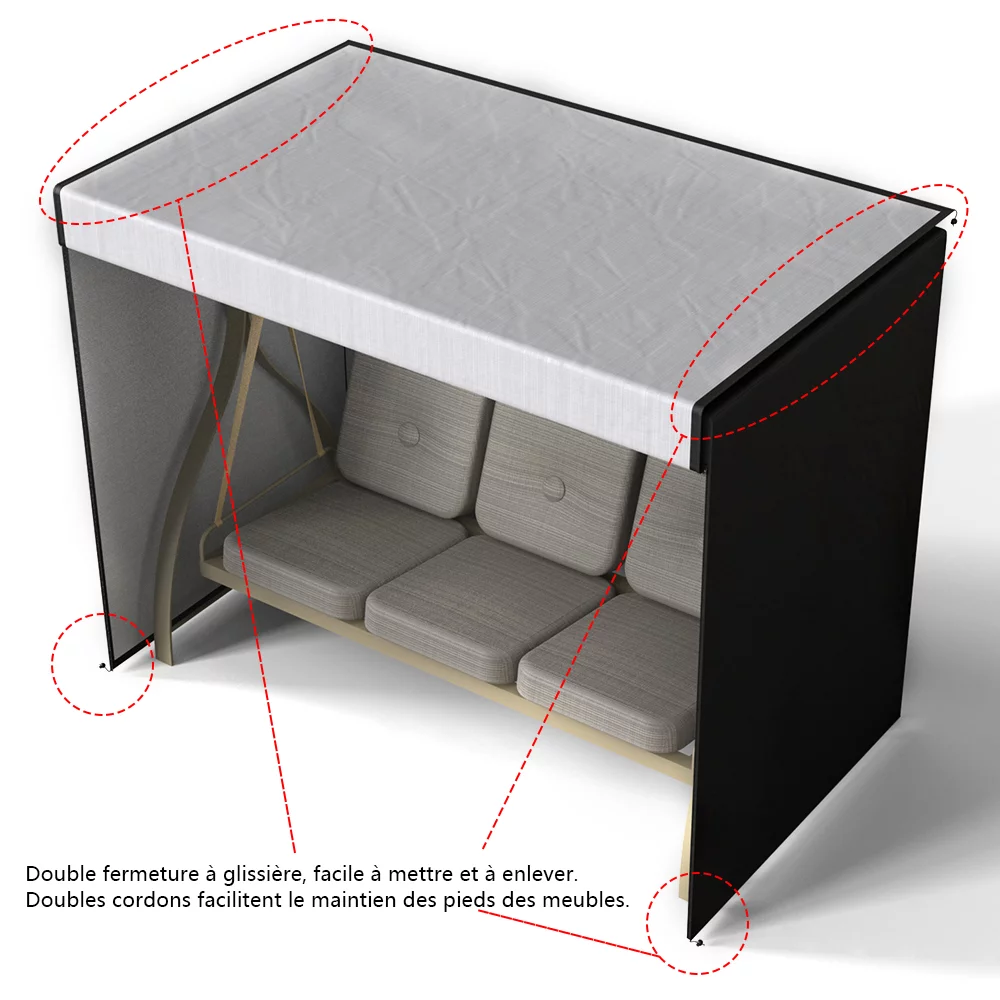 Willstar Garden Swing Waterproof Seat Covers 3 Seater Hammock Cover Furniture Shelter Heavy Duty Dust UV Rain Resistant Protection Cover 170 X 145 X 220cm