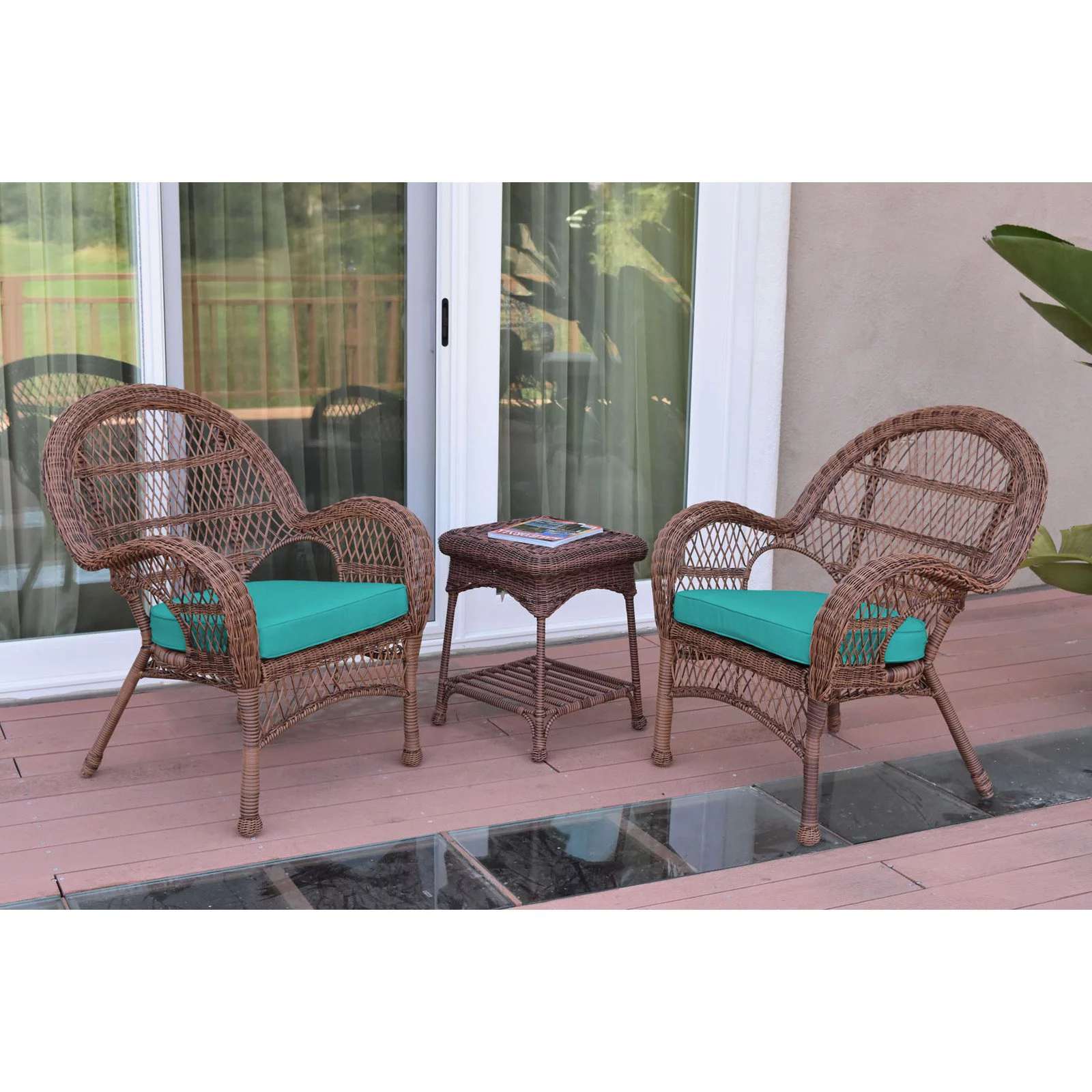 Jeco 3 Piece Santa Maria Wicker Chair Set