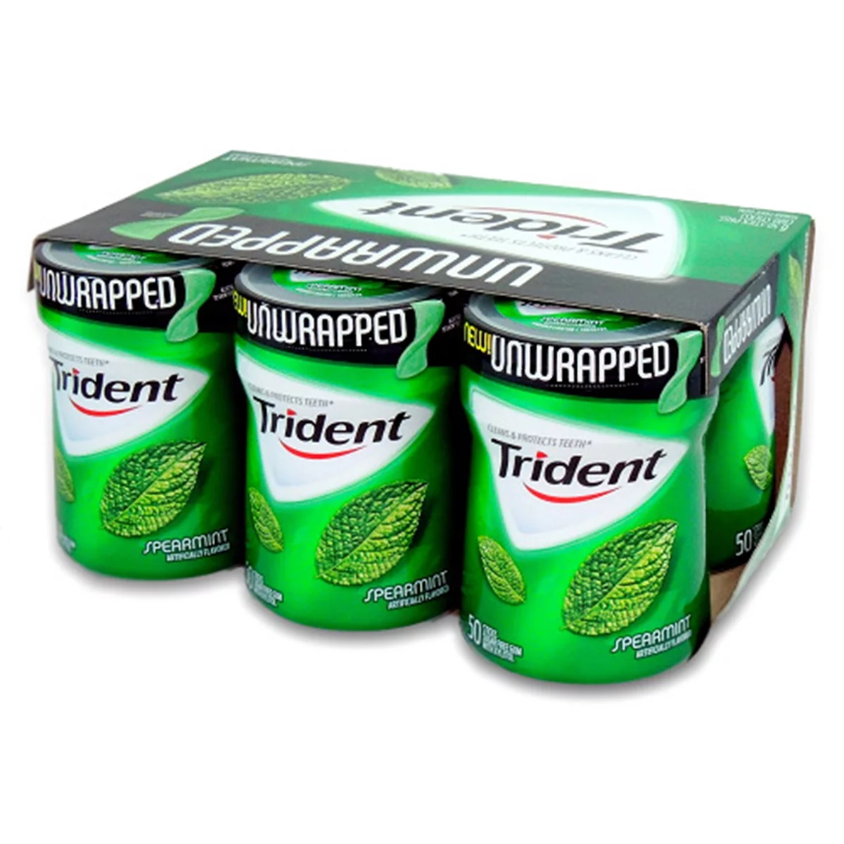 Trident, Gum Spearmint - Bottle, Count 6 (50Stks) - Gum / Grab Varieties & Flavors