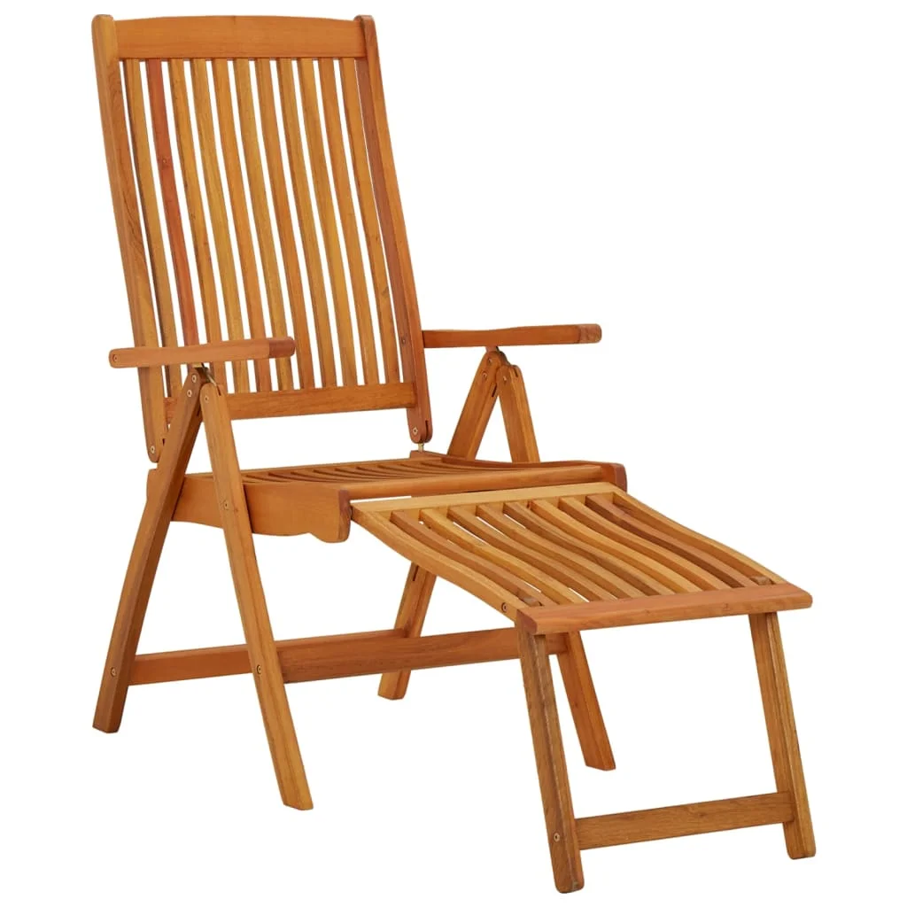 Folding Patio Chairs with Footrests 2 pcs Solid Wood Eucalyptus