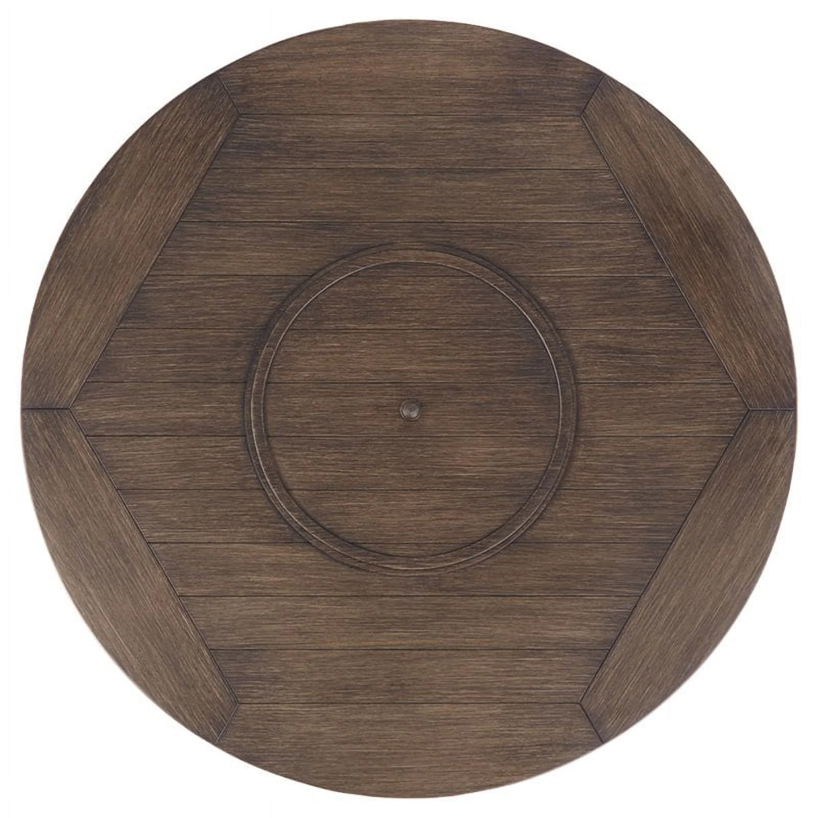 Bowery Hill Round Fire Pit Table in Medium Brown