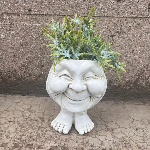 Quirky Creative Resin Succulent Plant Planter Pot Funny Muggle Face Flowerpot Ornament Figurines Decorative Balcony Garden Accessories