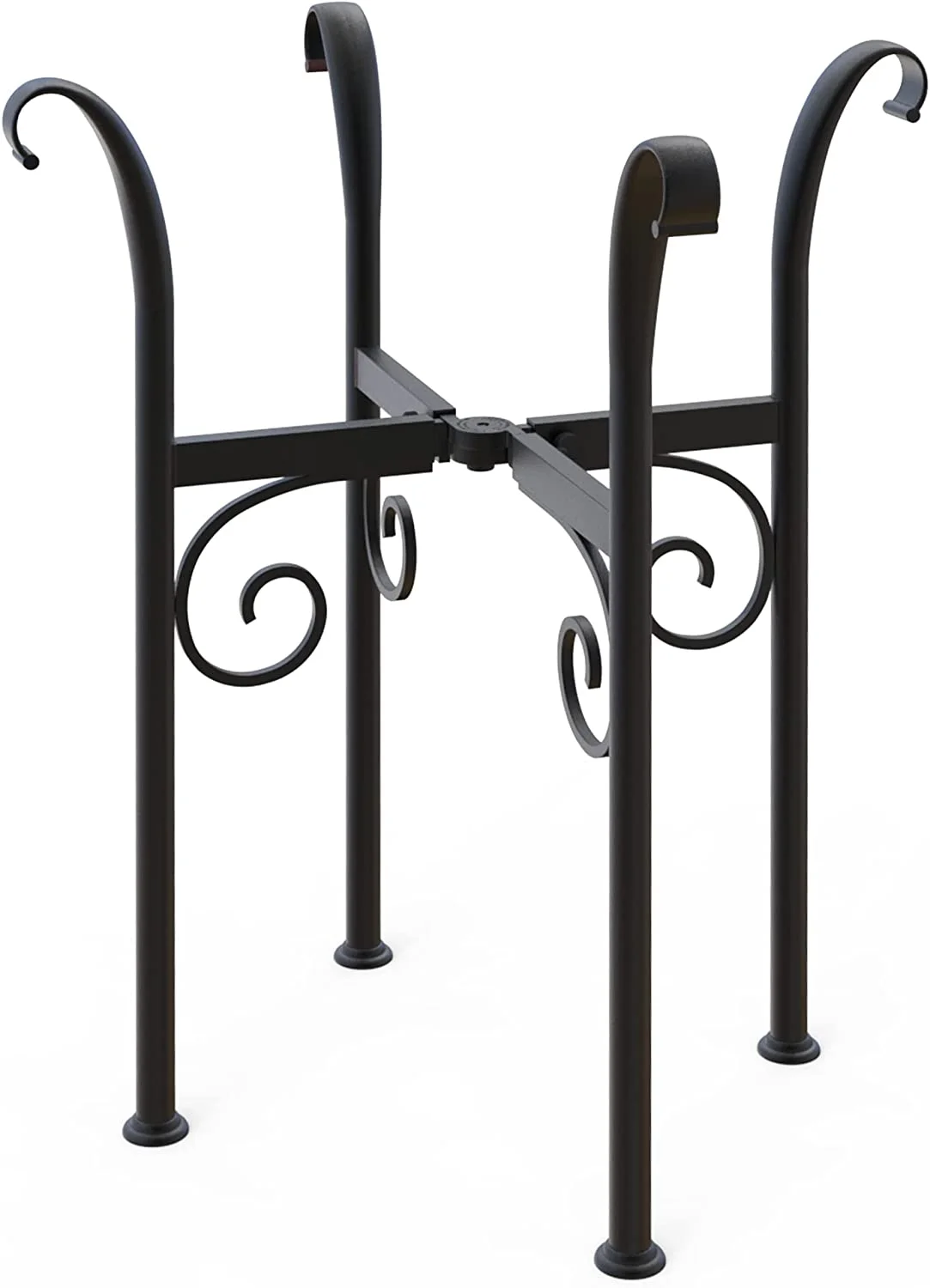 Covington Adjustable Metal Plant Stand Indoor Outdoor Planters Stand for Medium, Large Potted Plants, Rustic, Farmhouse, Mid Century, Single Plant Pot Holders, Textured Black