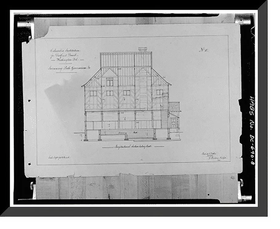 Historic Framed Print, Gallaudet College, Gymnasium, Seventh & Florida Avenue, Northeast, Washington, District of Columbia, DC - 8, 17-7/8