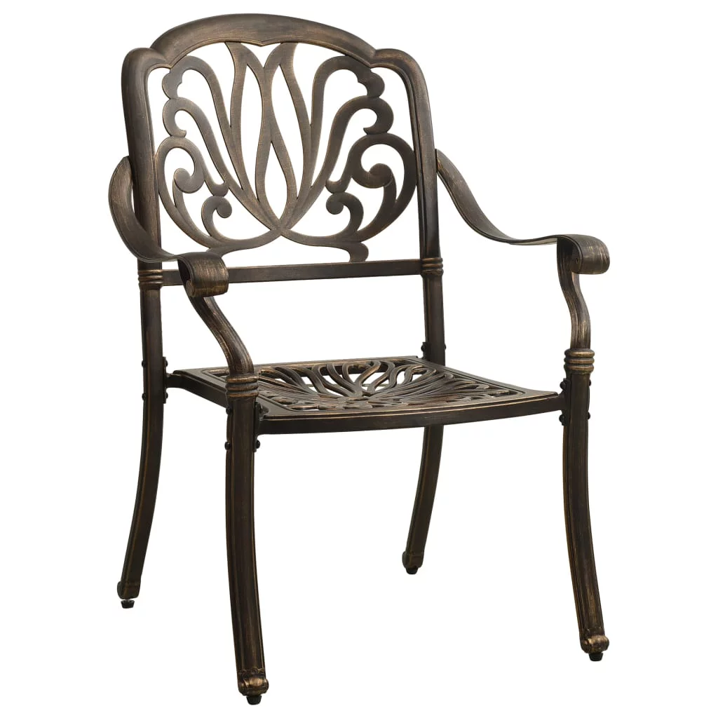 Patio Chairs 2 pcs Cast Aluminum Bronze