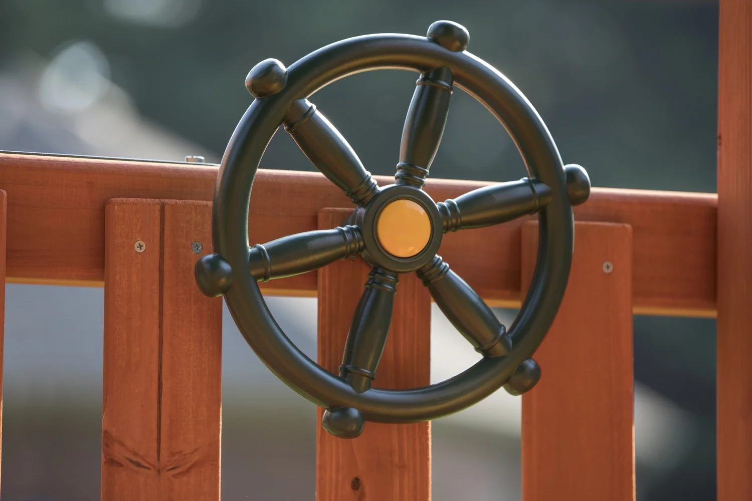 Jack and June Yellow and Green Captain Ship Wheel Swing Set Accessory for Any Playset