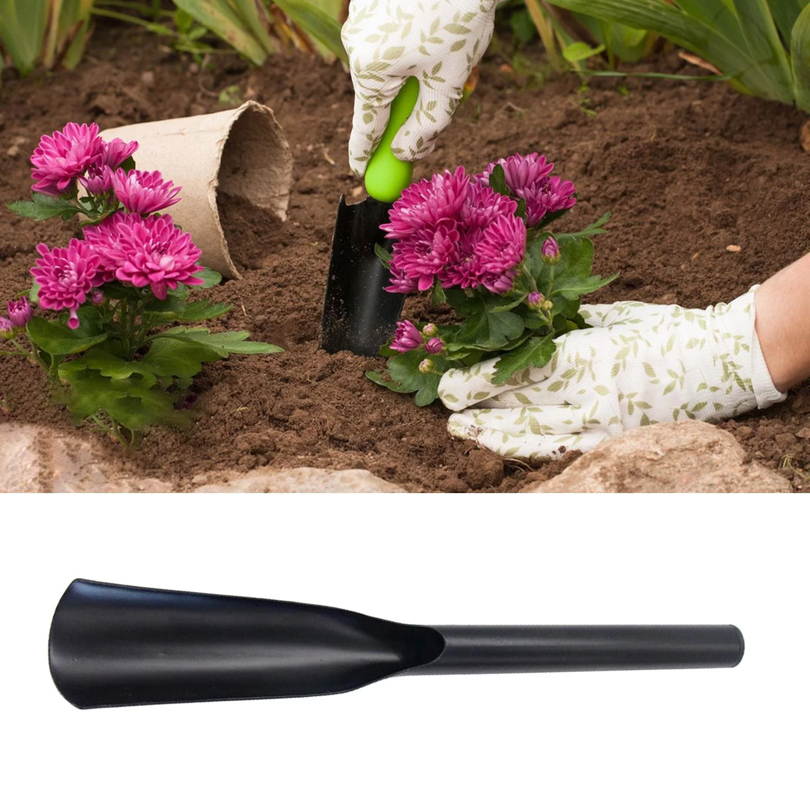 Gardening Shovel,Gardening Tools Garden Shovel Manganese Steel,Gardening Hand Tools Garden Small Point Shovel,Anti Skid Handle Non Slip Small Flat Shovel Wood,Ergonomic Handle Weeding Digging B